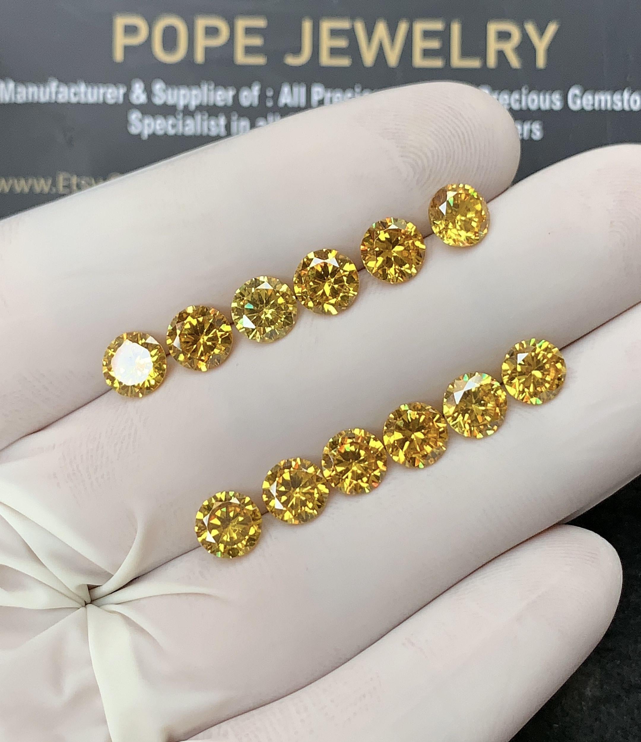Zircon Gemstone Faceted Cut Round Shape High Quality Loose Gemstone For Jewelry Making Wholesalegems 6 MM Size 12 Pcs SM24975