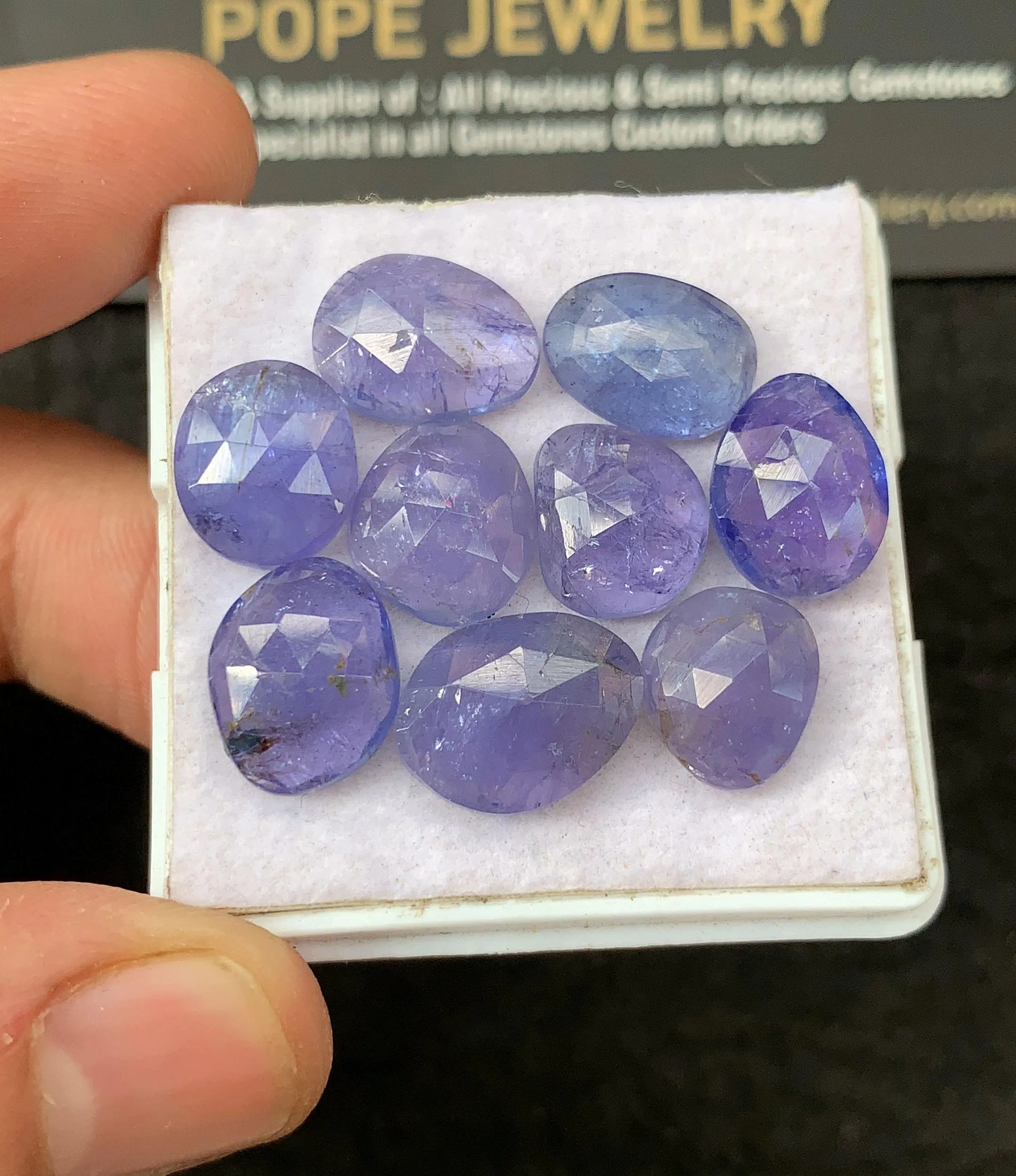 Natural Tanzanite Gemstone Rose Cut Fancy Shape Cabochon Loose Gemstones For Jewelry Making Wholesalegems 10-13 MM Size 9 Pcs SM24656