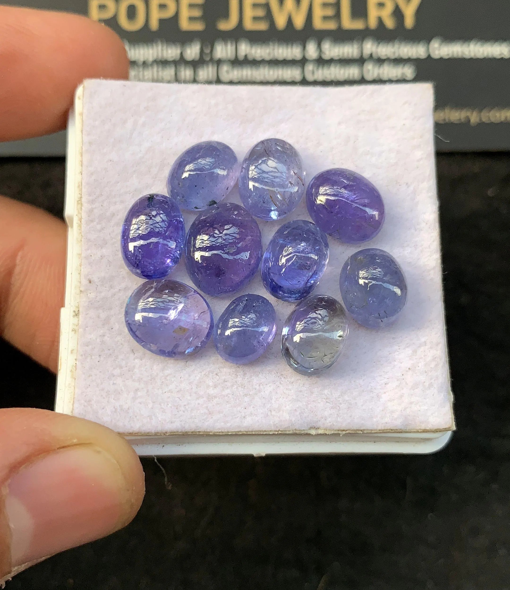 Natural Tanzanite Gemstone Smooth Oval Shape Cabochon Loose Gemstones For Jewelry Making Wholesalegems 7-10 MM Size 10 Pcs SM24662