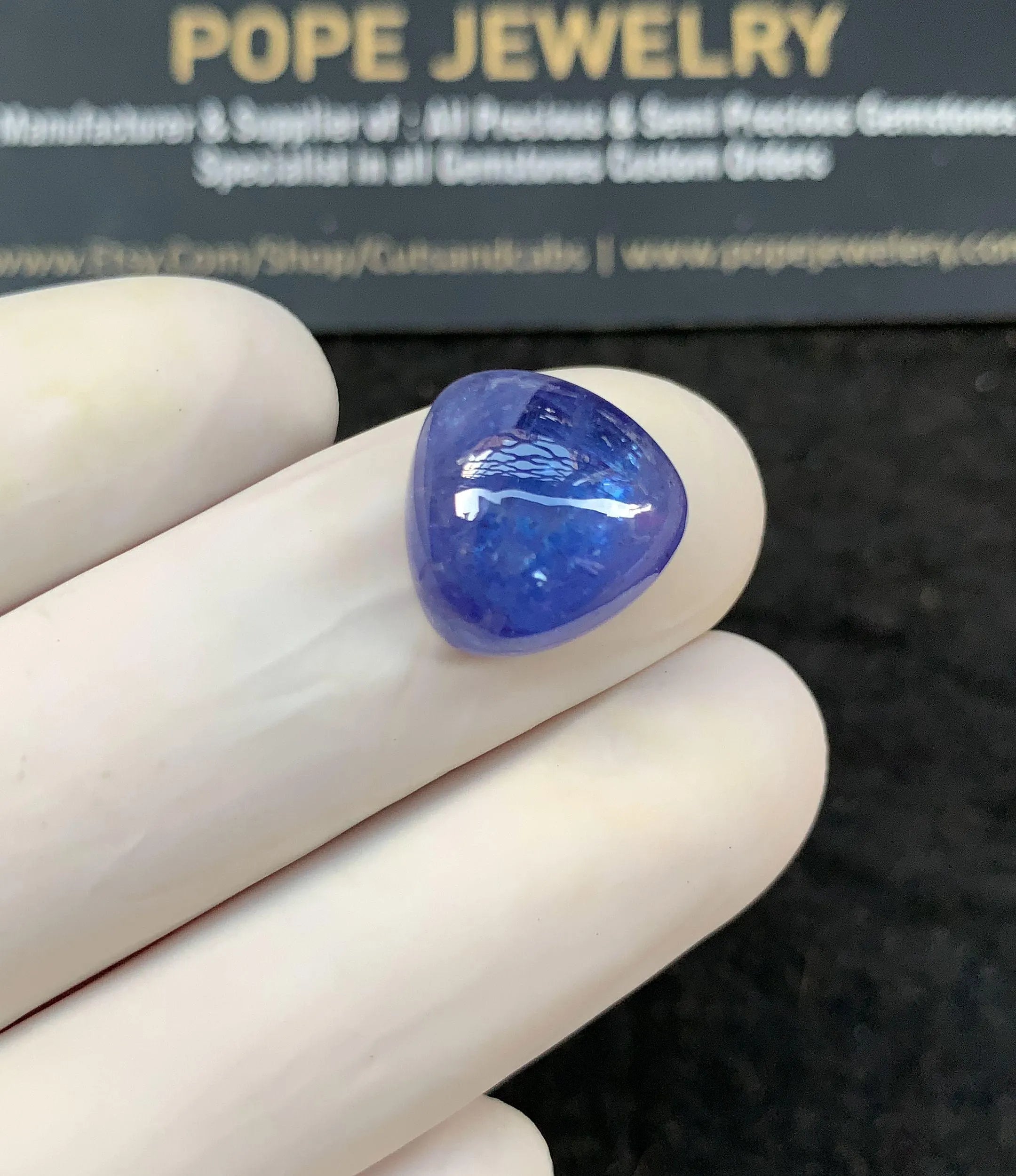 Natural Tanzanite Gemstone Smooth Trillion Shape Cabochon Loose Gemstones For Jewelry Making Wholesalegems 13x13x7 MM Size SM24672