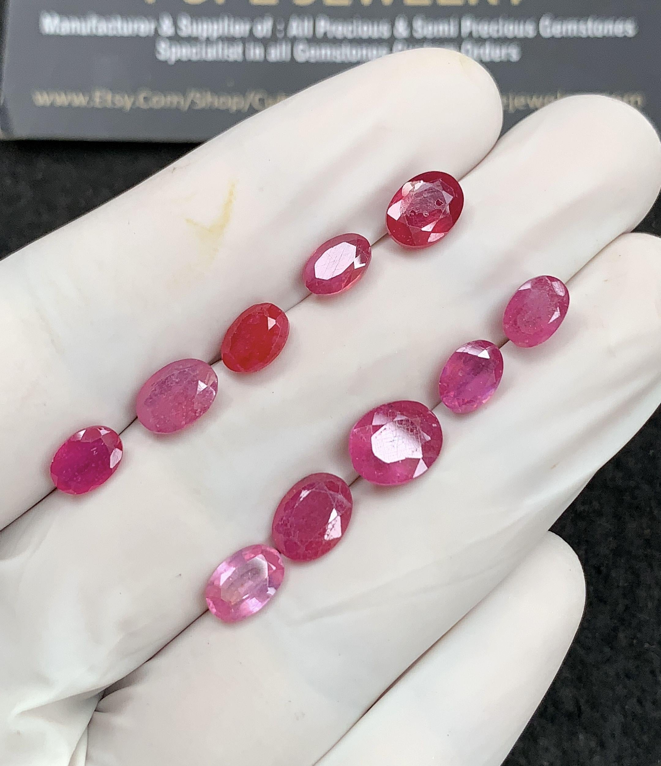 Natural Pink Sapphire Gemstone Faceted Cut Oval High Quality  Loose Gemstones For Jewelry Making Wholesalegems 7-9 MM Size 10 Pcs SM24681