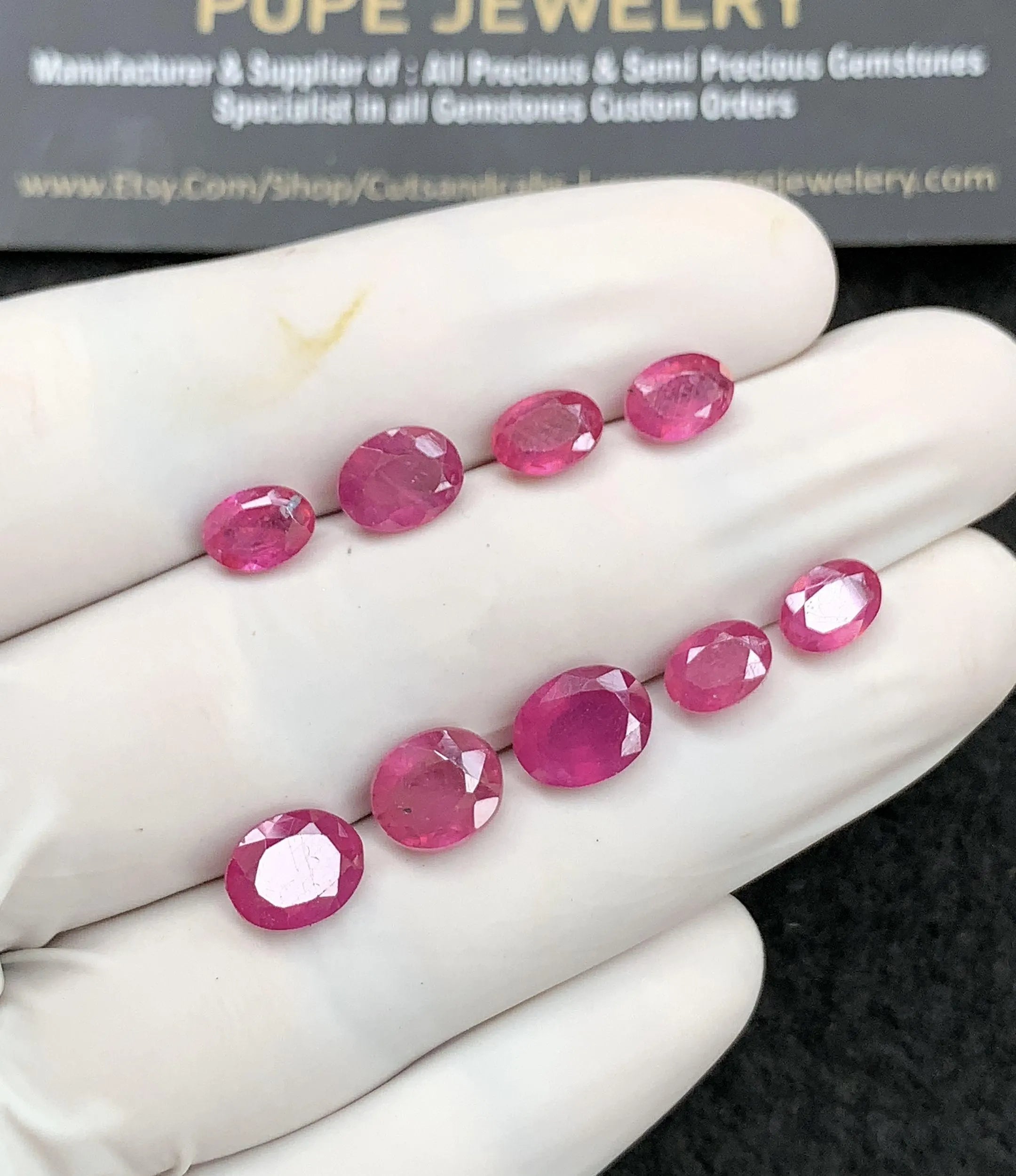 Natural Pink Sapphire Gemstone Faceted Cut Oval High Quality  Loose Gemstones For Jewelry Making Wholesalegems 7-9 MM Size 9 Pcs SM24684