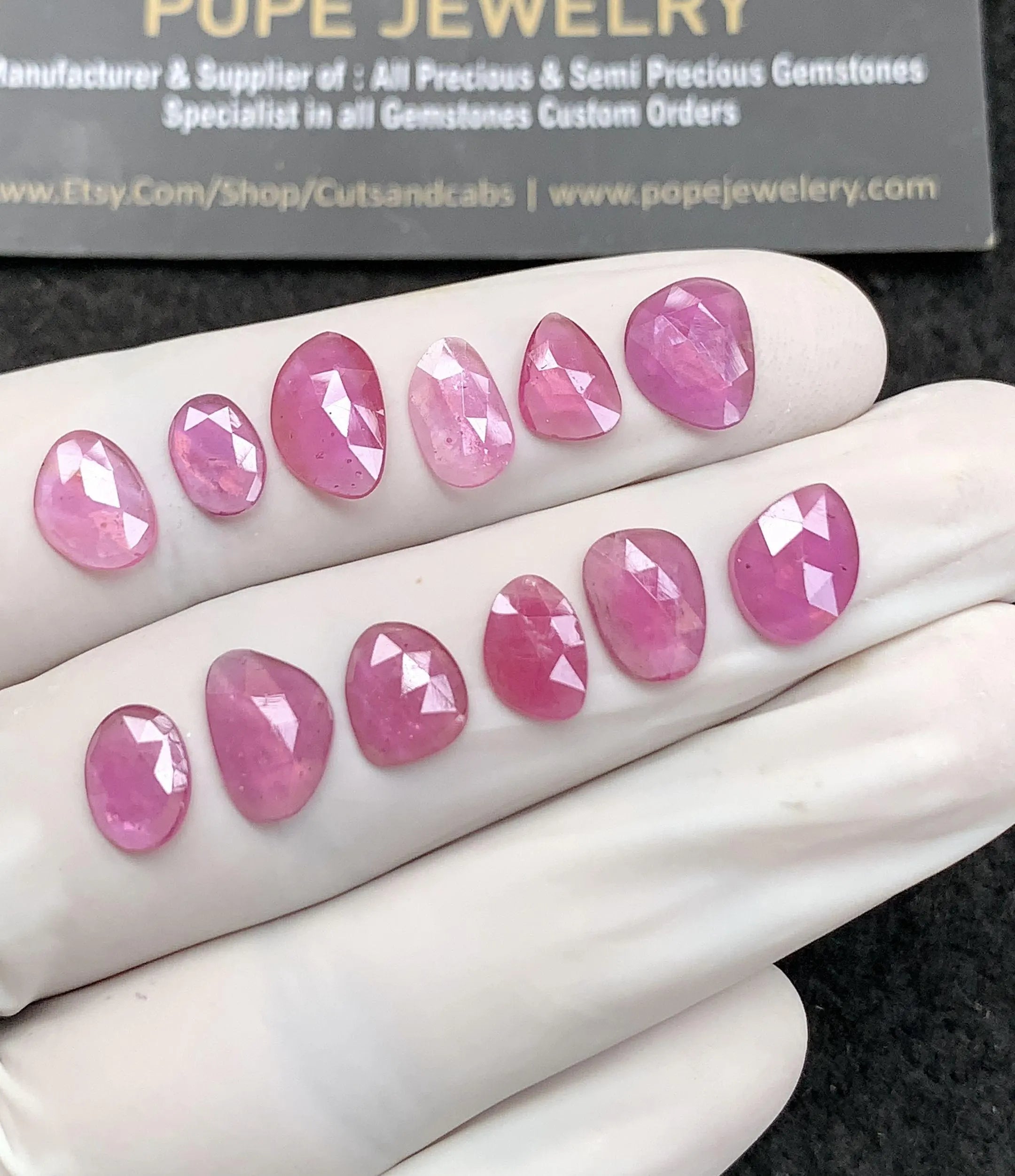 Natural Pink Sapphire Gemstone Rose Cut Fancy Shape Cabochon Loose Gemstones For Jewelry Making Wholesalegems 8-11 MM Size 12 Pcs SM24689