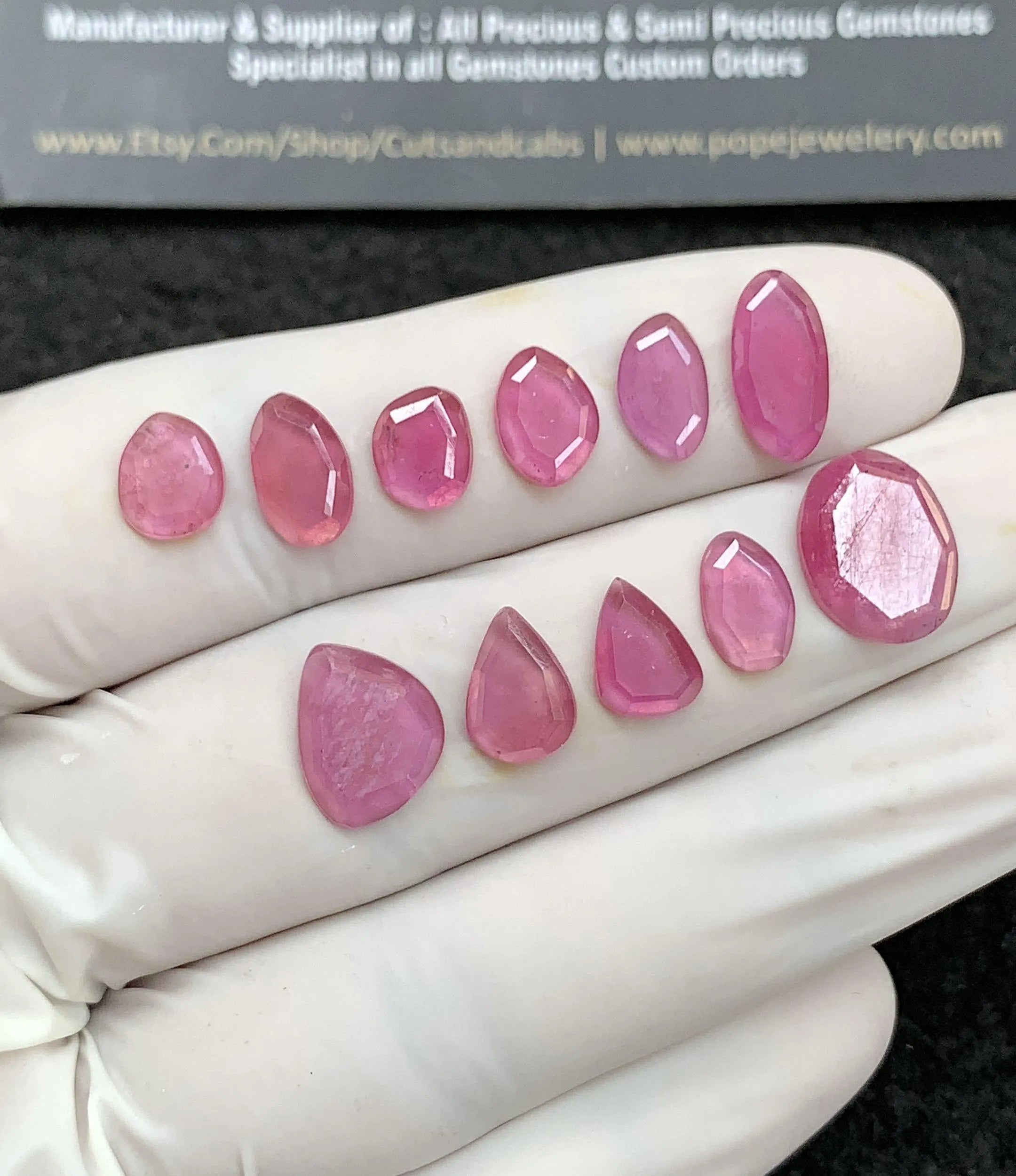 Natural Pink Sapphire Gemstone Step Cut Fancy Shape Cabochon Loose Gemstones For Jewelry Making Wholesalegems 7-12 MM Size 11 Pcs SM24693