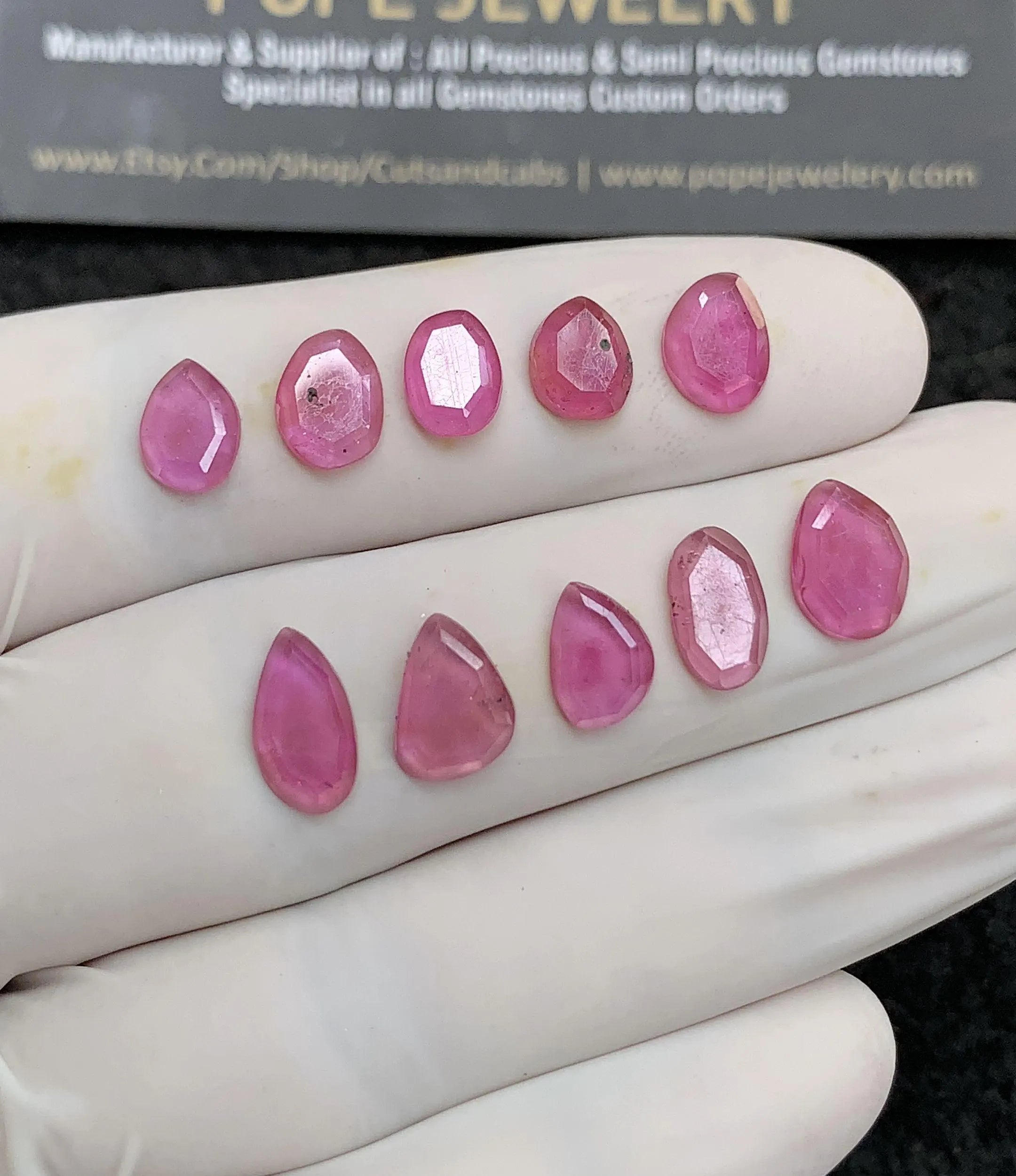 Natural Pink Sapphire Gemstone Step Cut Fancy Shape Cabochon Loose Gemstones For Jewelry Making Wholesalegems 7-11 MM Size 10 Pcs SM24695