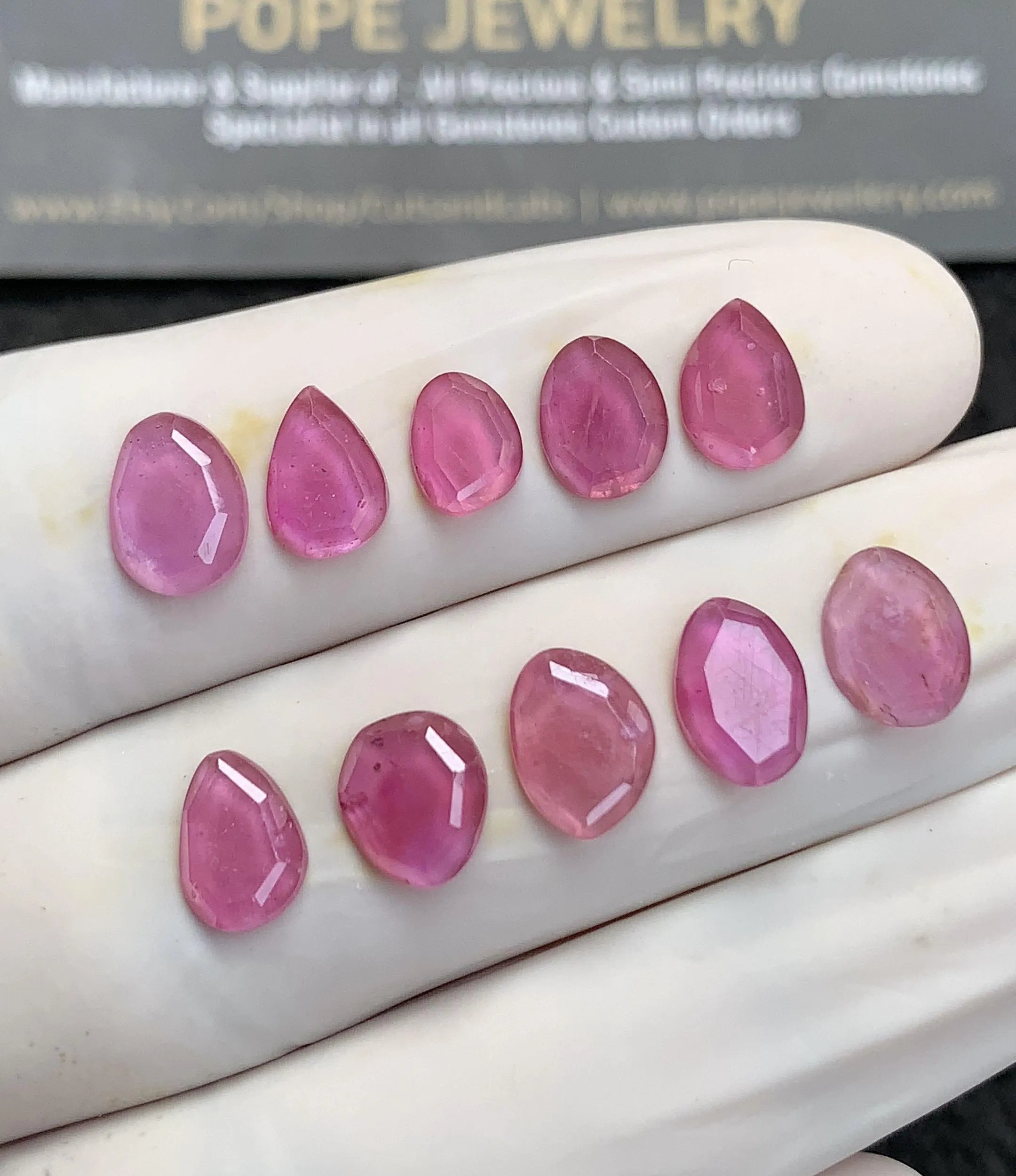 Natural Pink Sapphire Gemstone Step Cut Fancy Shape Cabochon Loose Gemstones For Jewelry Making Wholesalegems 7-9 MM Size 10 Pcs SM24696