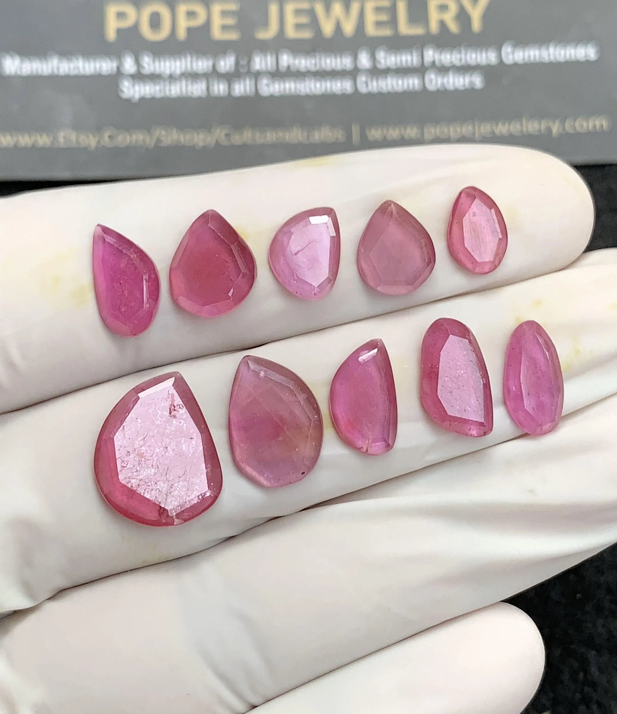 Natural Pink Sapphire Gemstone Step Cut Fancy Shape Cabochon Loose Gemstones For Jewelry Making Wholesalegems  9-14 MM Size 10 Pcs SM24697