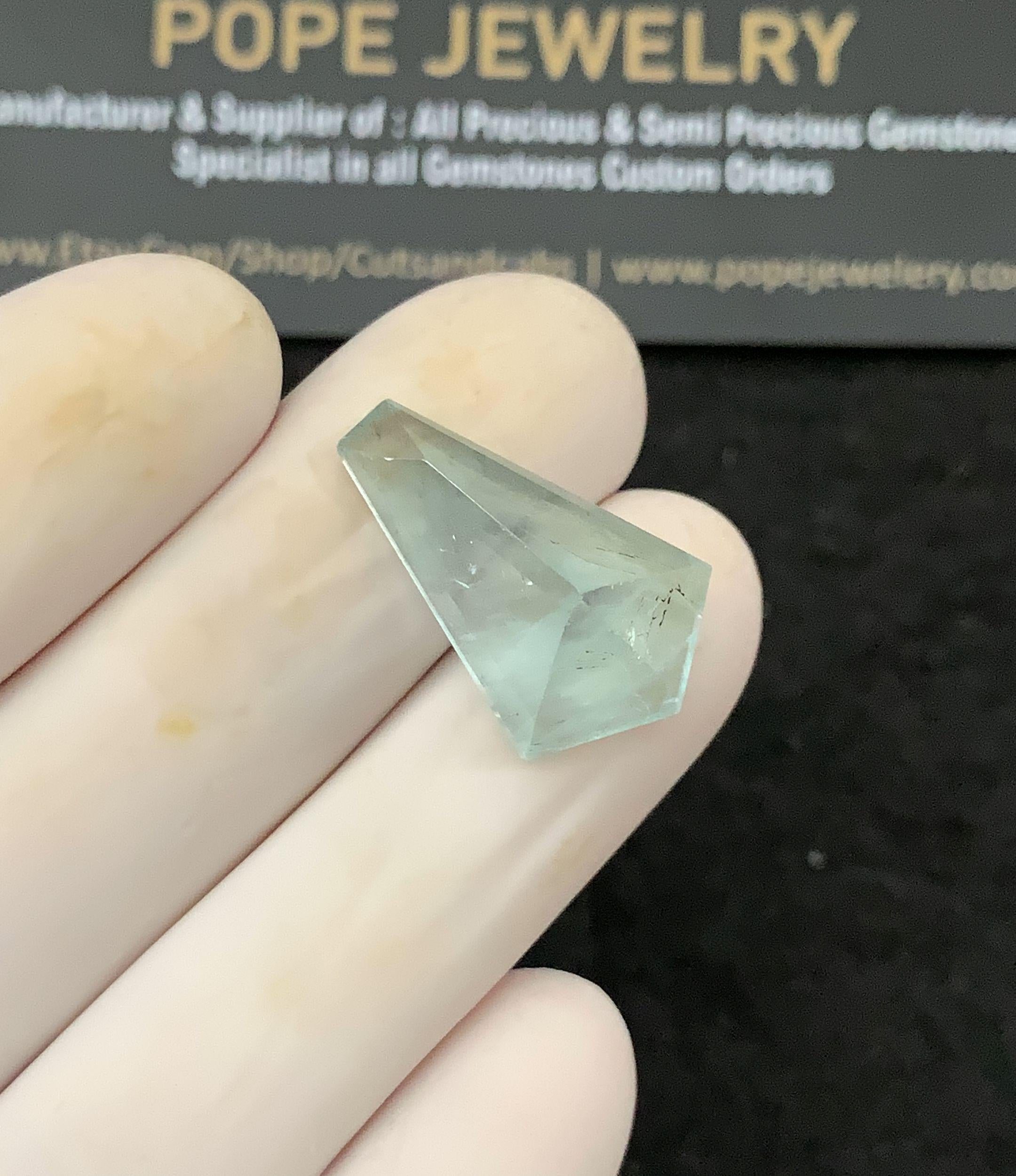Natural Aquamarine Gemstone Step Cut Coffin Cabochon High Quality Loose Gemstones For Jewelry Making WholesaleGems 22x14x9 MM SM24727