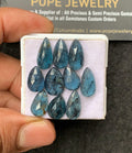 Natural Teal Green Kyanite Gemstone Rose Cut Pear Cabochon Loose Gemstone For Jewelry Making Wholesalegems 12-14 MM Size 10 Pcs SM 24995