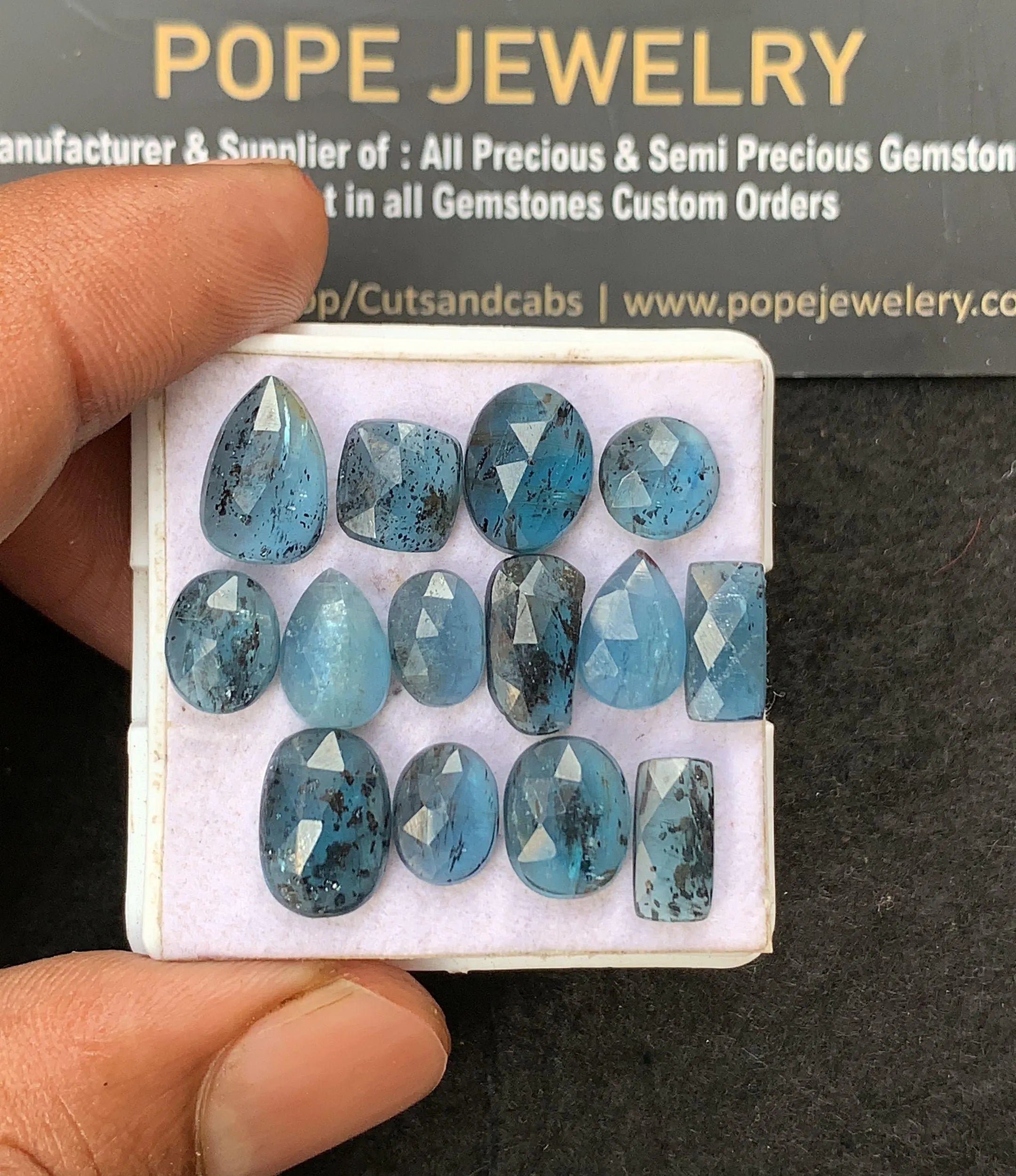 Natural Teal Kyanite Gemstone Rose Cut Mix Cabochon Loose Gemstone For Jewelry Making Wholesalegems 8-12 MM Size 14 Pcs SM 24999