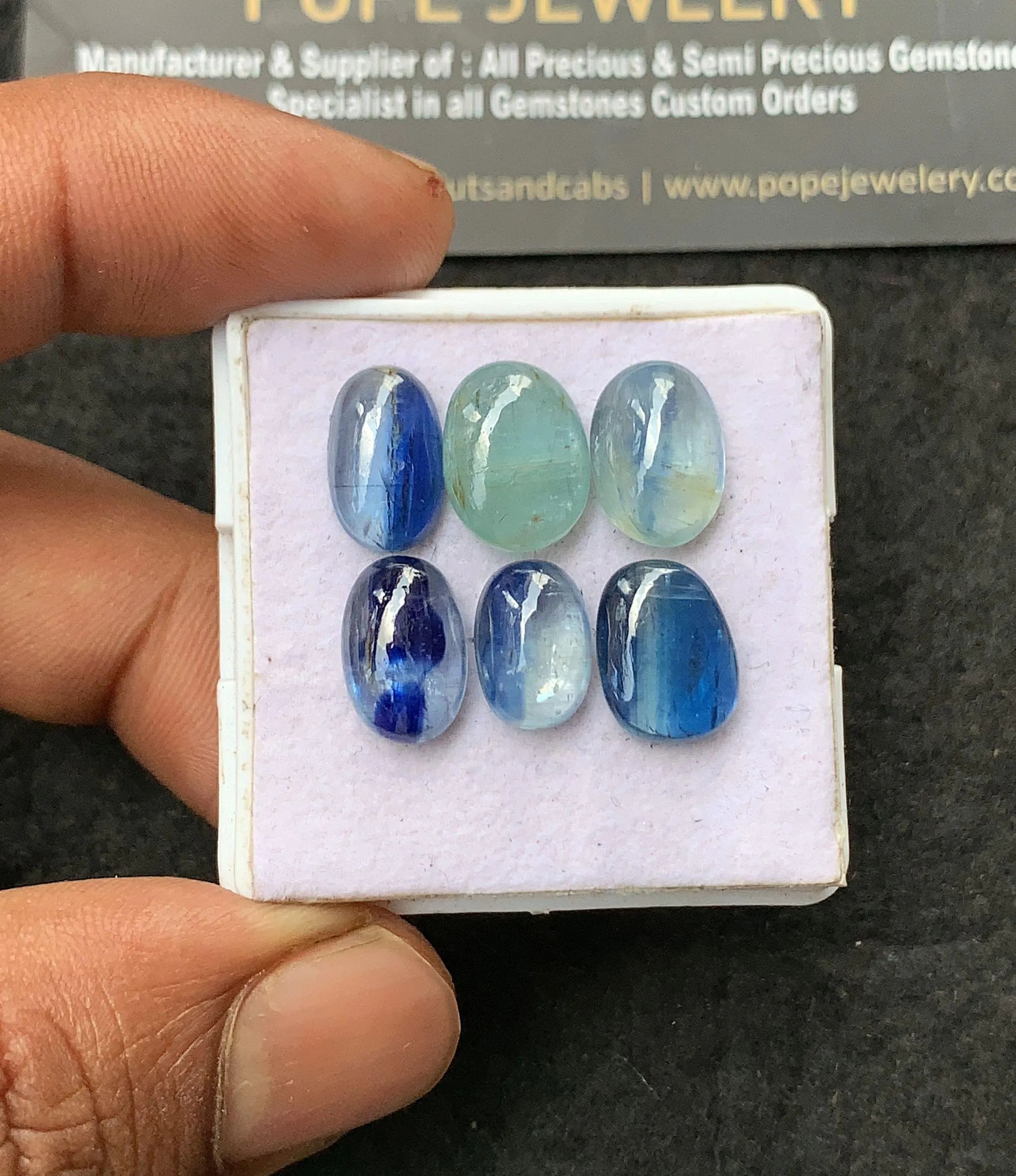 Natural Bicolor Kyanite Gemstone Smooth Mix Cabochon Loose Gemstone For Jewelry Making Wholesalegems 11-13 MM Size 6 Pcs SM25009