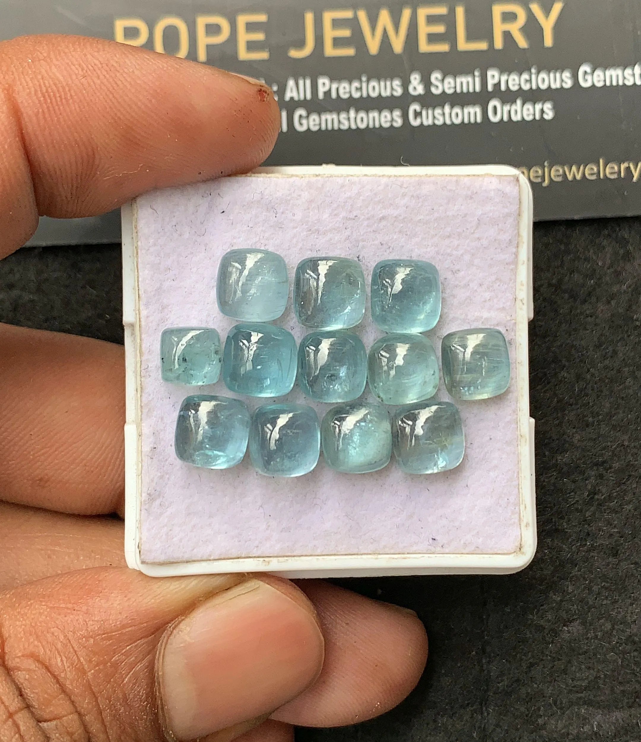 Natural Aqua Kyanite Gemstone Smooth Cushion Shape Cabochon Loose Gemstone For Jewelry Making Wholesalegems 7 MM Size 12 Pcs SM25041