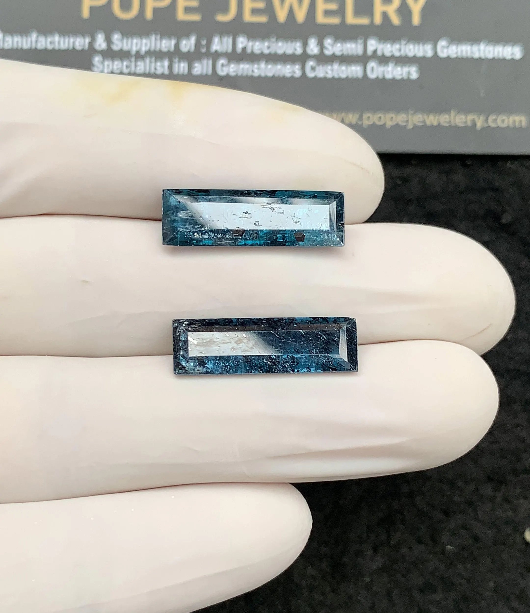 Natural Teal Green Kyanite Gemstone Faceted Cut Rectangle Loose Gemstones For Jewelry Making Wholesalegems 20x6 MM Size 2 Pcs SM24729