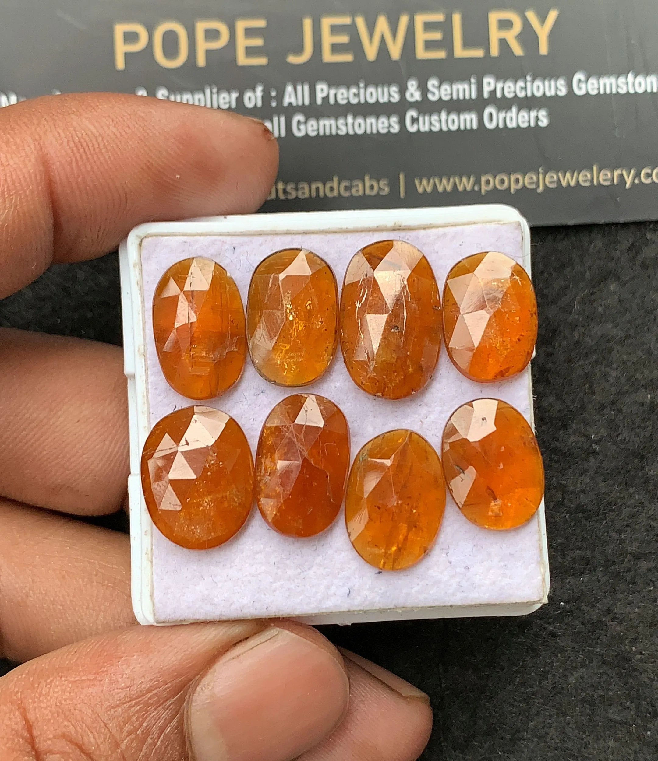 Natural Orange Kyanite Gemstone Rose Cut Oval Cabochon Loose Gemstone For Jewelry Making Wholesalegems 13-16 MM Size 8 Pcs SM25050