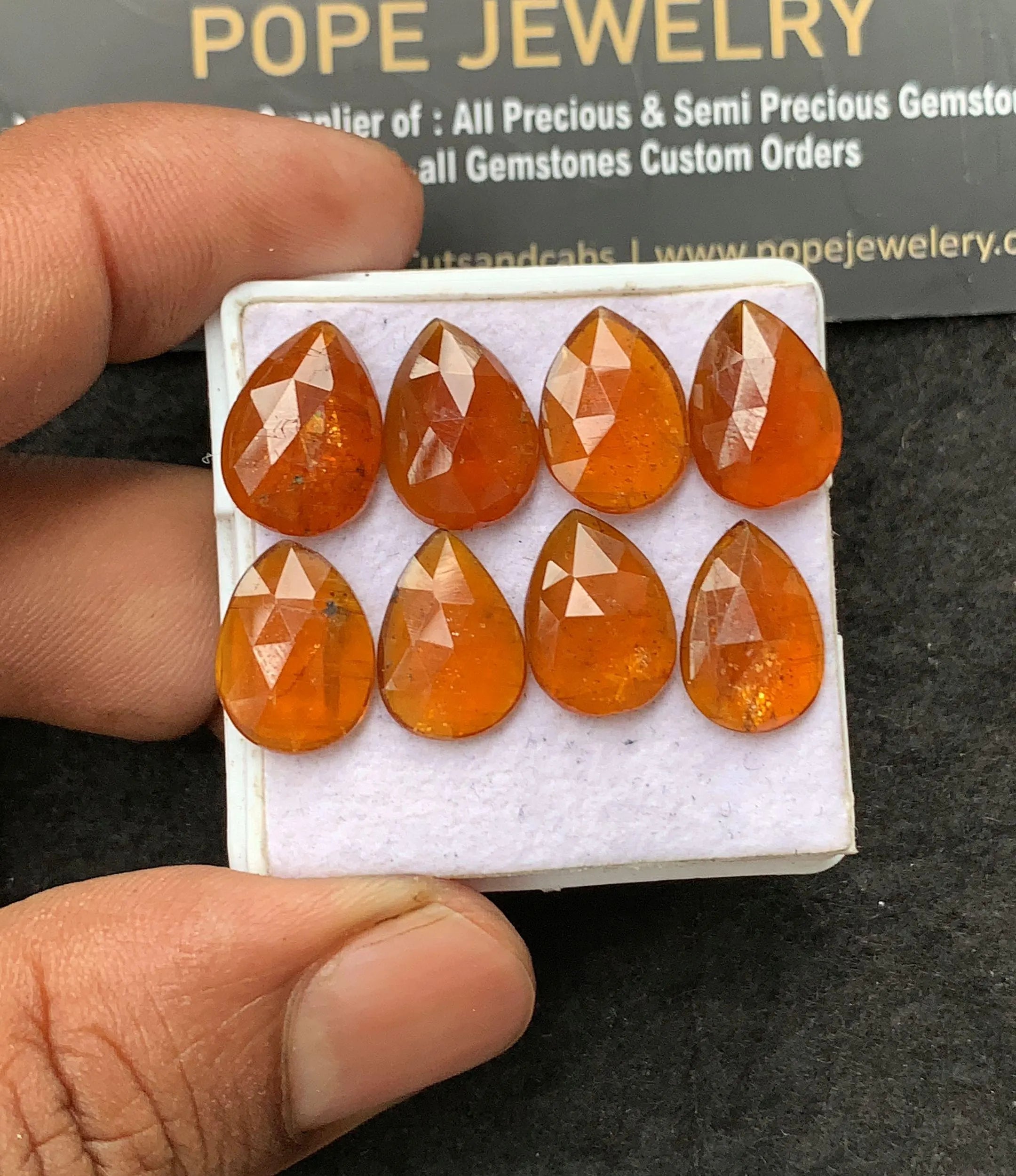 Natural Orange Kyanite Gemstone Rose Cut Pear Cabochon Loose Gemstone For Jewelry Making Wholesalegems 14x10 MM Size 8 Pcs SM25051