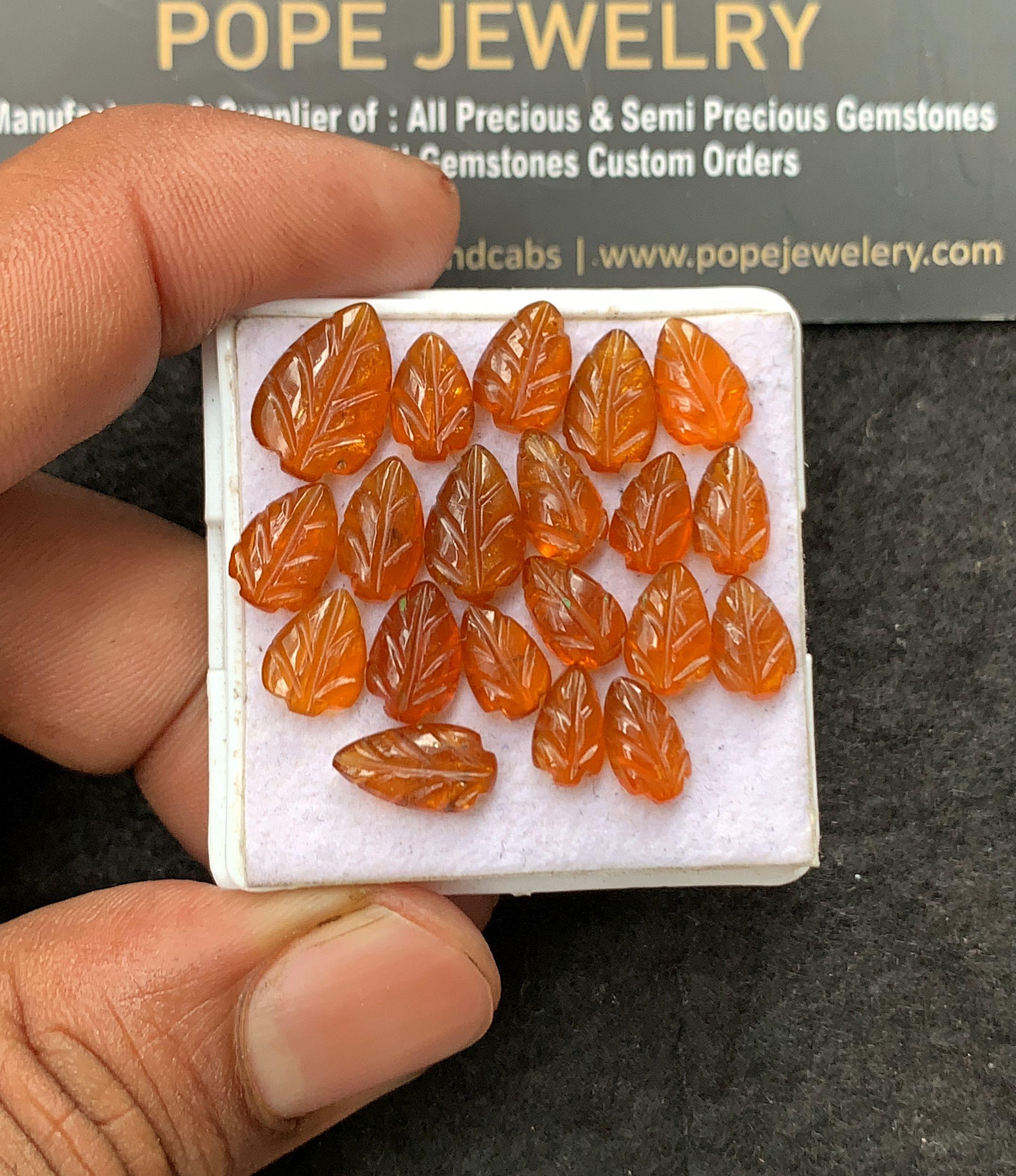 Natural Orange Kyanite Gemstone Hand Carved Leaf Shape Cabochon Loose Gemstone For Jewelry Making Wholesalegems 8-13 MM Size 20 Pcs SM25055