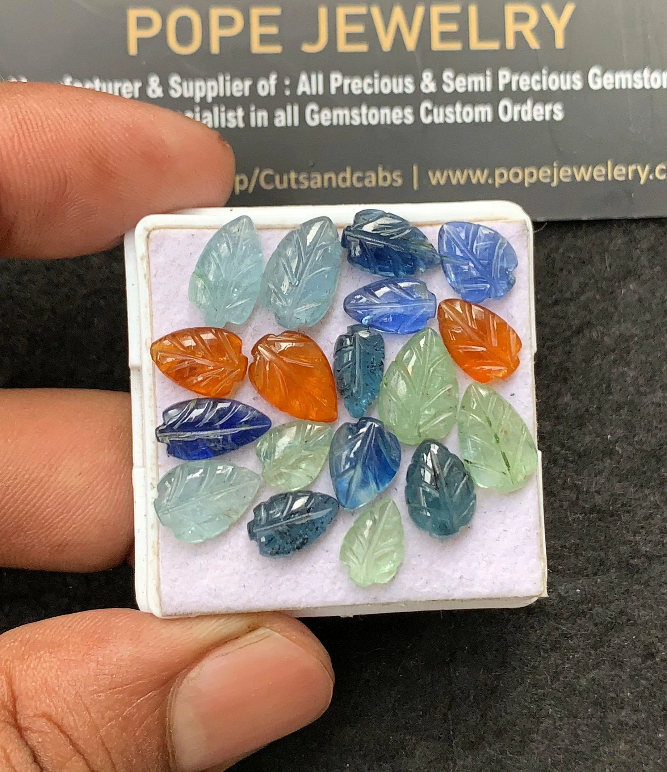 Natural Mix Kyanite Gemstone Hand Carved Leaf Shape Cabochon Loose Gemstone For Jewelry Making Wholesalegems 8-12 MM Size 18 Pcs SM25058