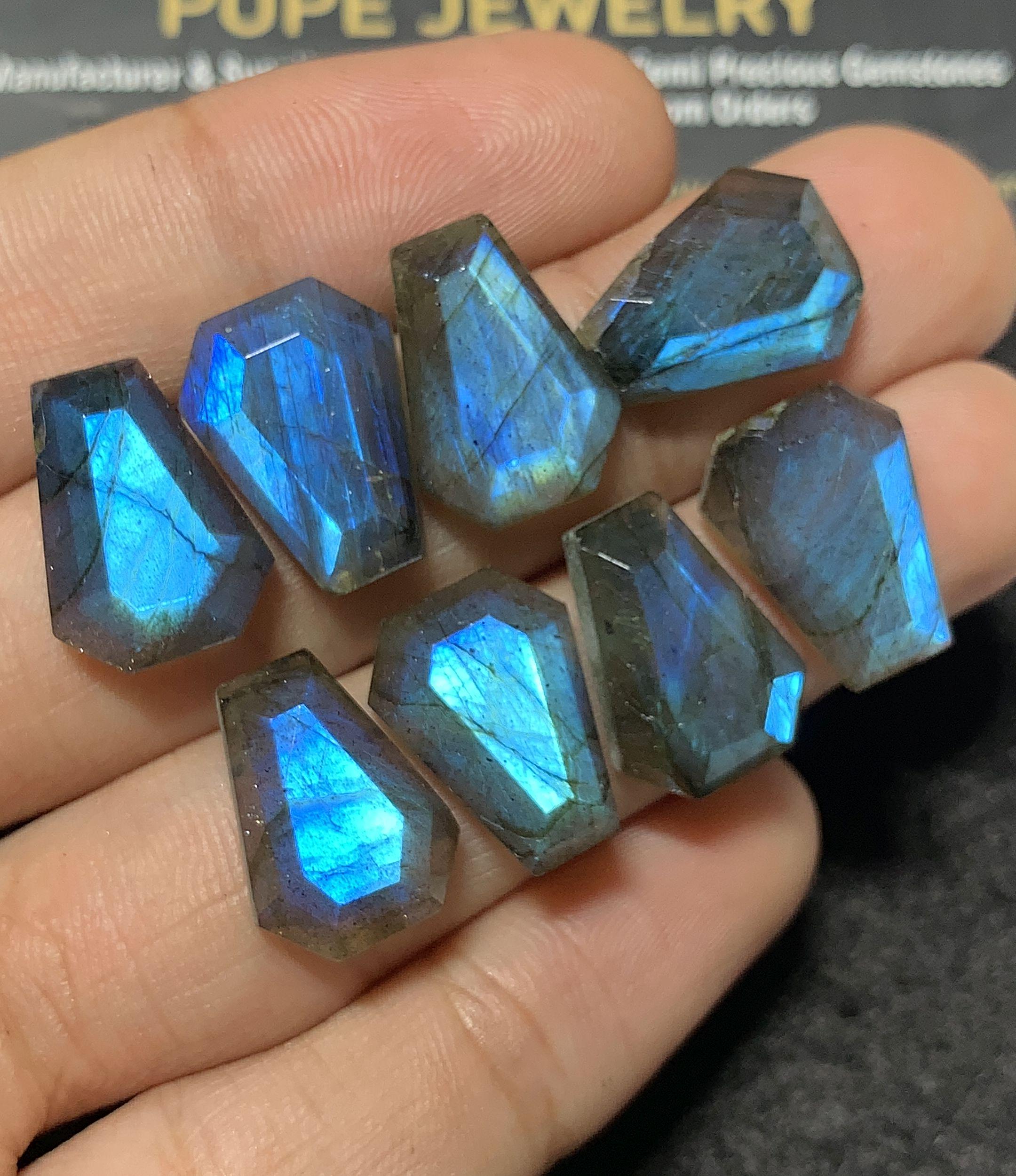 Natural Labradorite Step Cut Coffin Shape Cabochon Loose Gemstone For Jewelry Making Wholesalegems 16x12 MM Size 8 Pcs SM25097