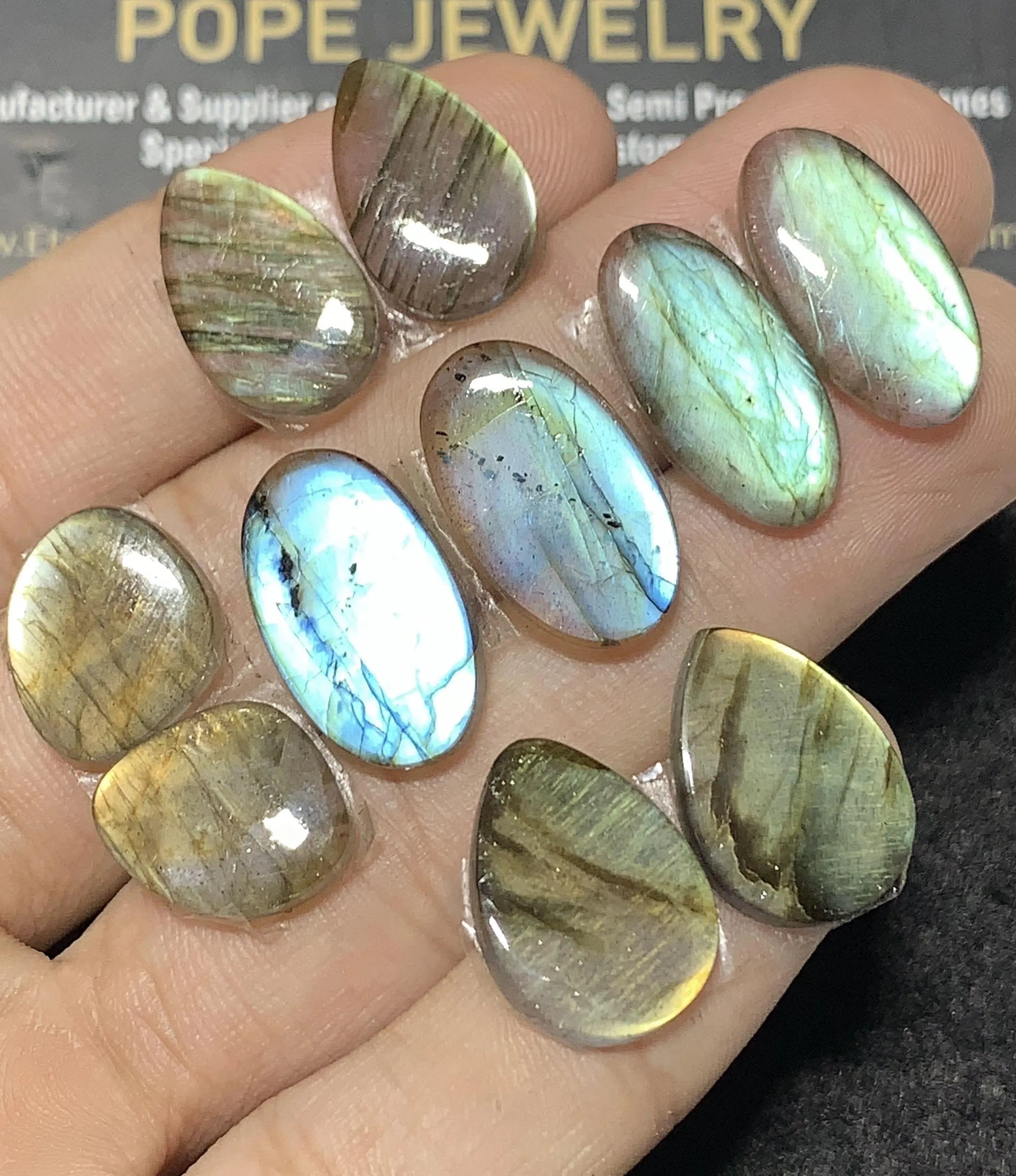Natural Labradorite Gemstone Smooth Mix Shape Cabochon Loose Gemstone For Jewelry Making Wholesalegems 13-20 MM Size 5 Pair SM25098