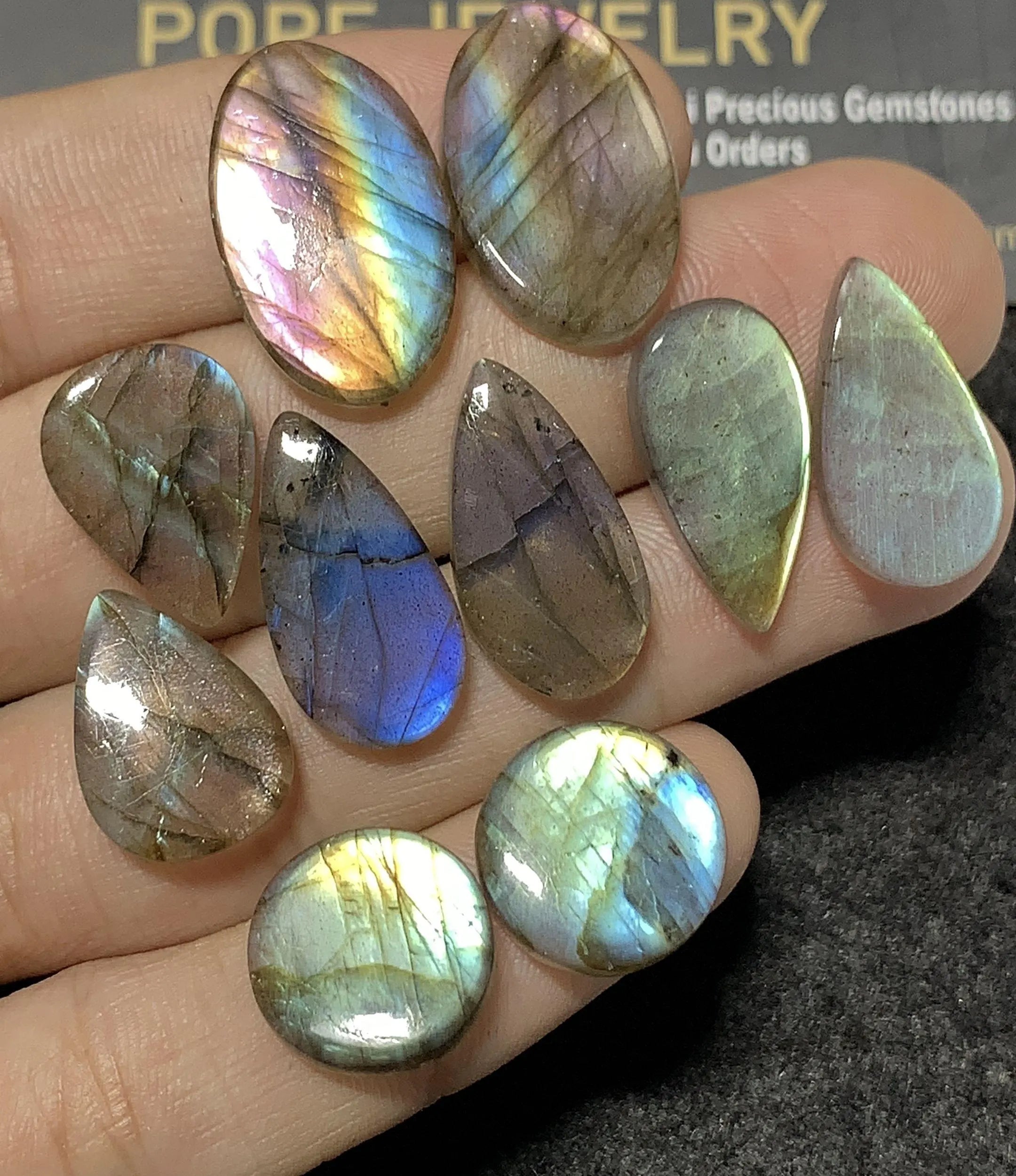 Natural Labradorite Gemstone Smooth Mix Shape Cabochon Loose Gemstone For Jewelry Making Wholesalegems 14-22 MM Size 5 Pair SM25099