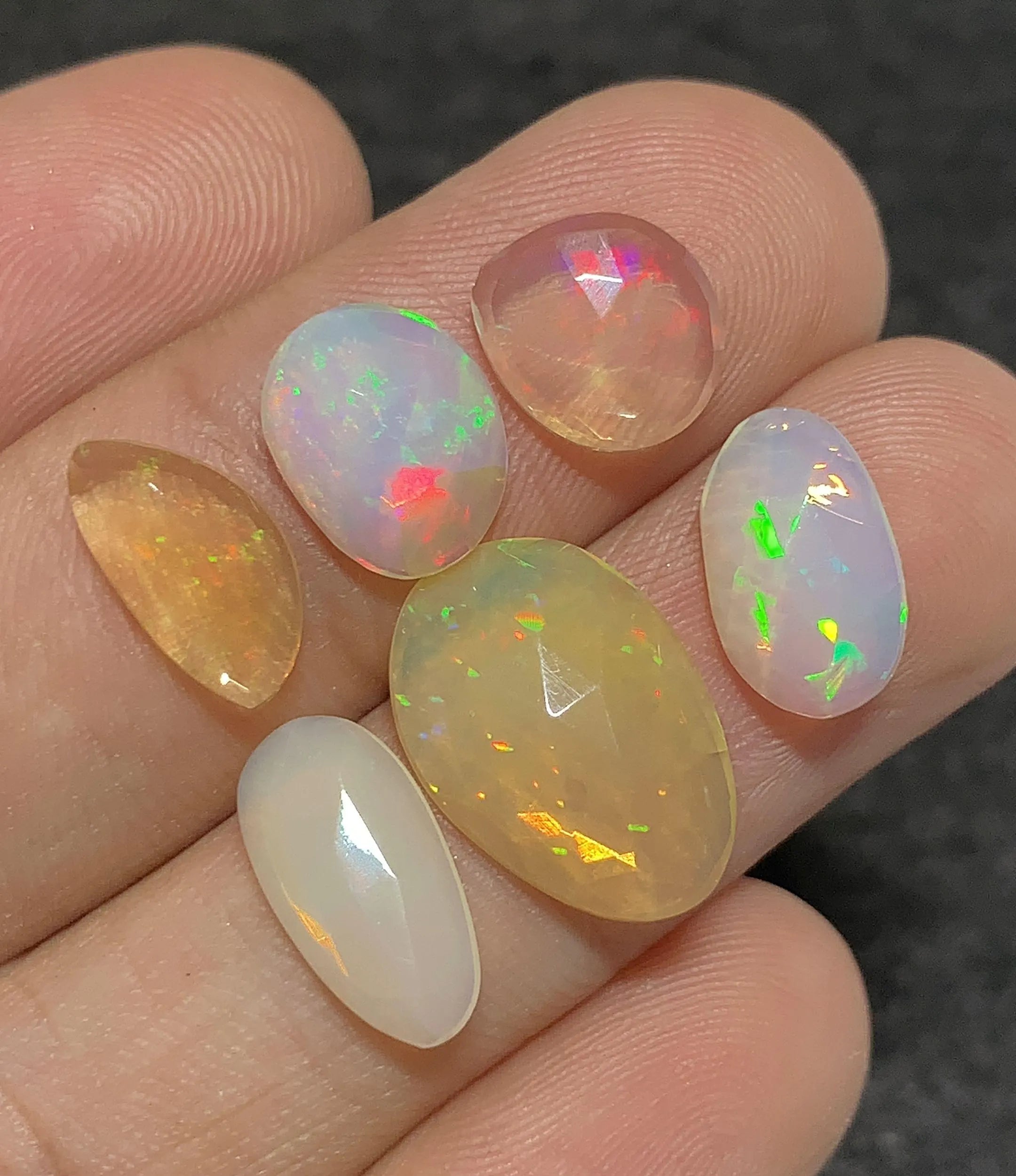 Natural Ethiopian Opal Gemstone Rose Cut Fancy Cabochon Loose Gemstone For Jewelry Making Wholesalegems 10-16 MM Size 6 Pcs SM25105