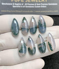 Natural Moss Agate Gemstone Smooth Pear Cabochon High Quality Loose Gemstone For Jewelry Making Wholesalegems 20x8 MM Size 8 Pcs SM24844