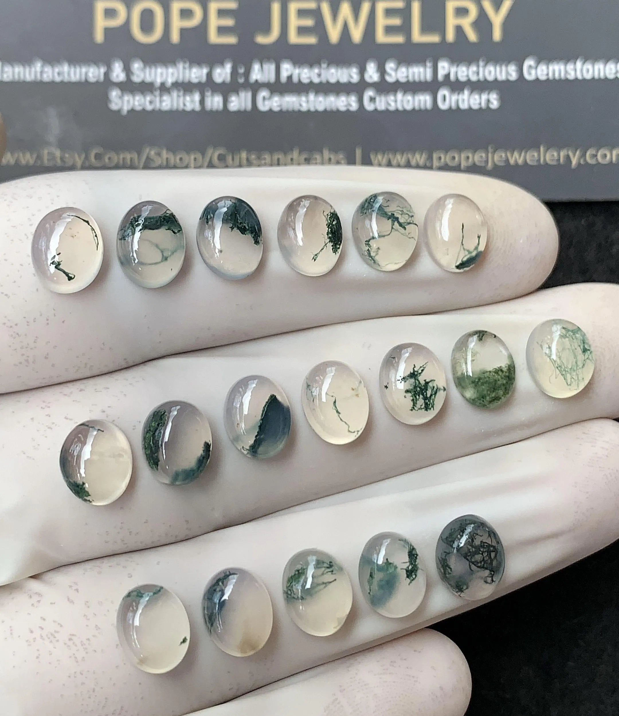 Natural Moss Agate Gemstone Smooth Oval Cabochon High Quality Loose Gemstone For Jewelry Making Wholesalegems 8x6 MM Size 18 Pcs SM24853