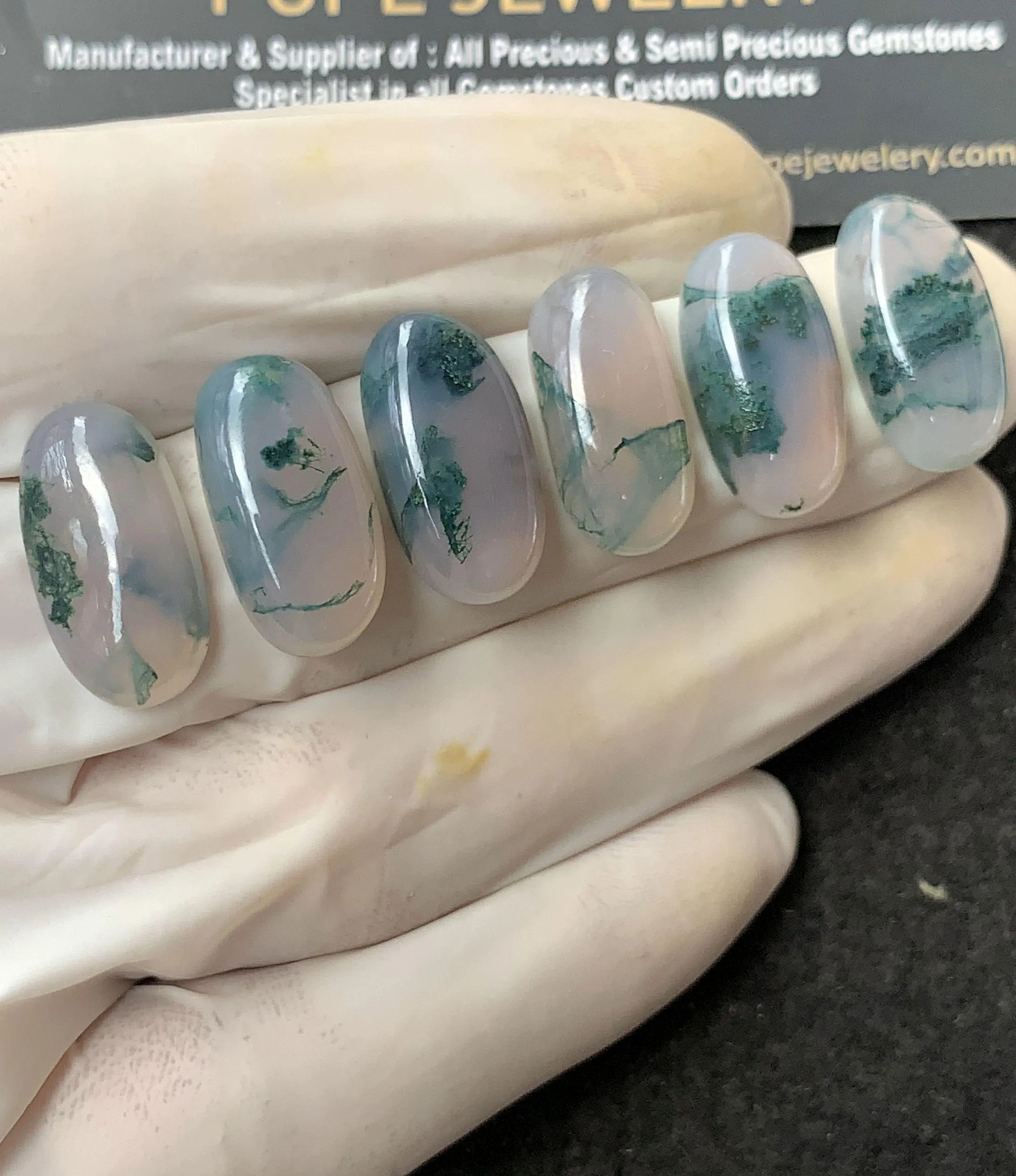 Natural Moss Agate Gemstone Smooth Oval Cabochon High Quality Loose Gemstone For Jewelry Making Wholesalegems 20x10 MM Size 6 Pcs SM24864