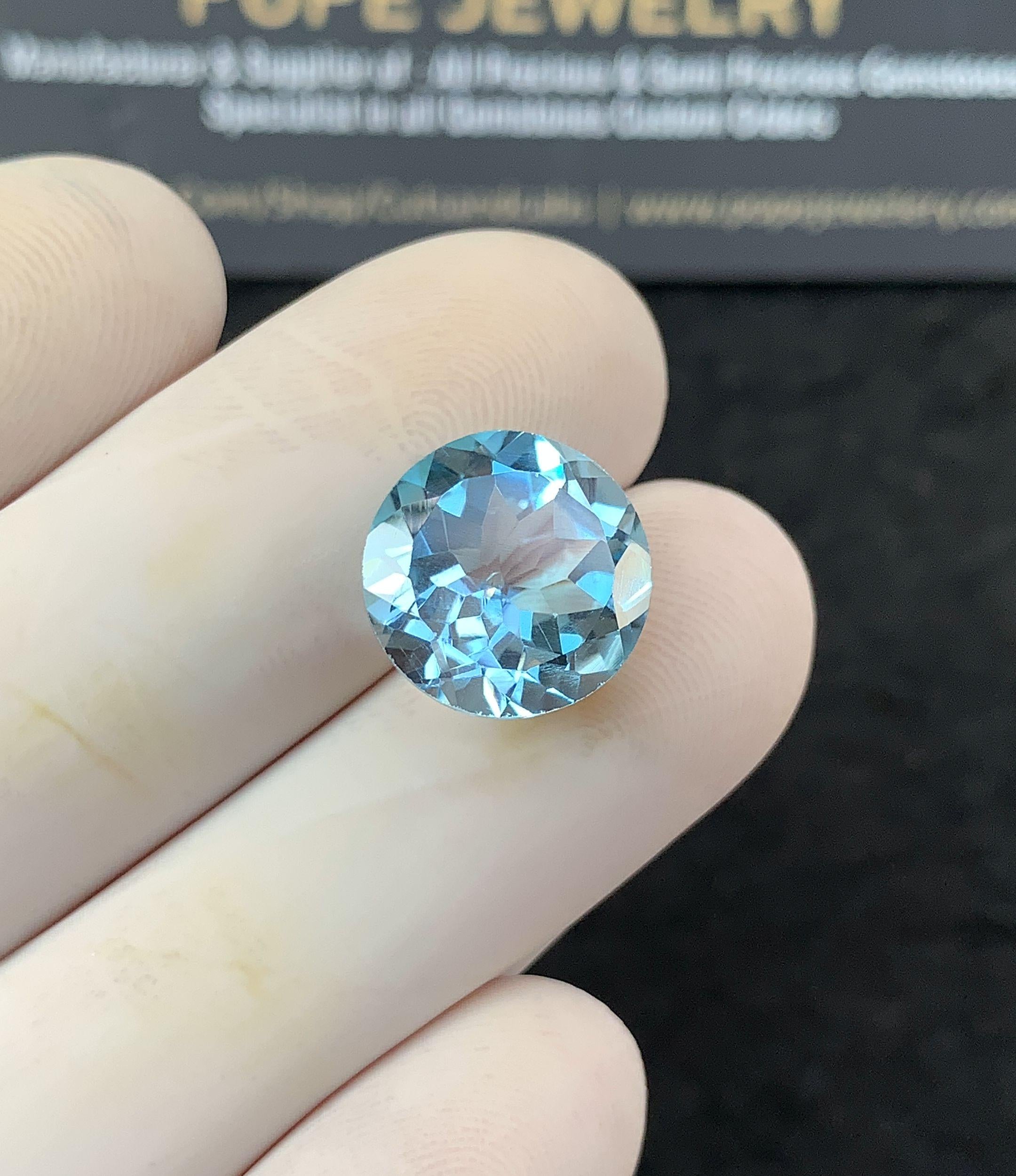 Natural Sky Blue Topaz Gemstone Faceted Cut Round Shape High Quality Loose Gemstone For Jewelry Making Wholesalegems 12x12x7 MM Size SM25150
