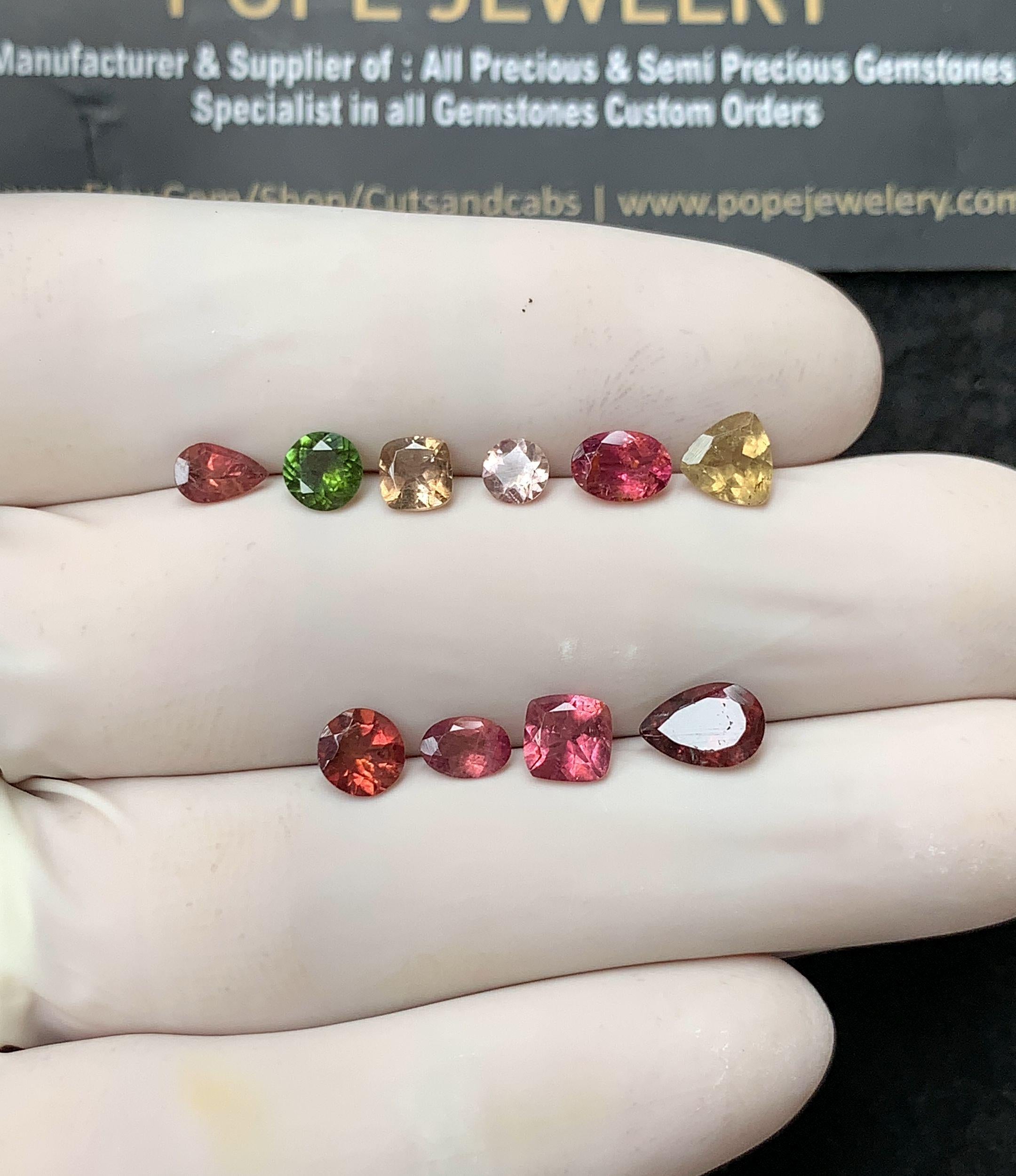 Natural Tourmaline Gemstone Faceted Cut Mix Shape High Quality Loose Gemstone For Jewelry Making Wholesalegems 4-7 MM Size 10 Pcs SM25170