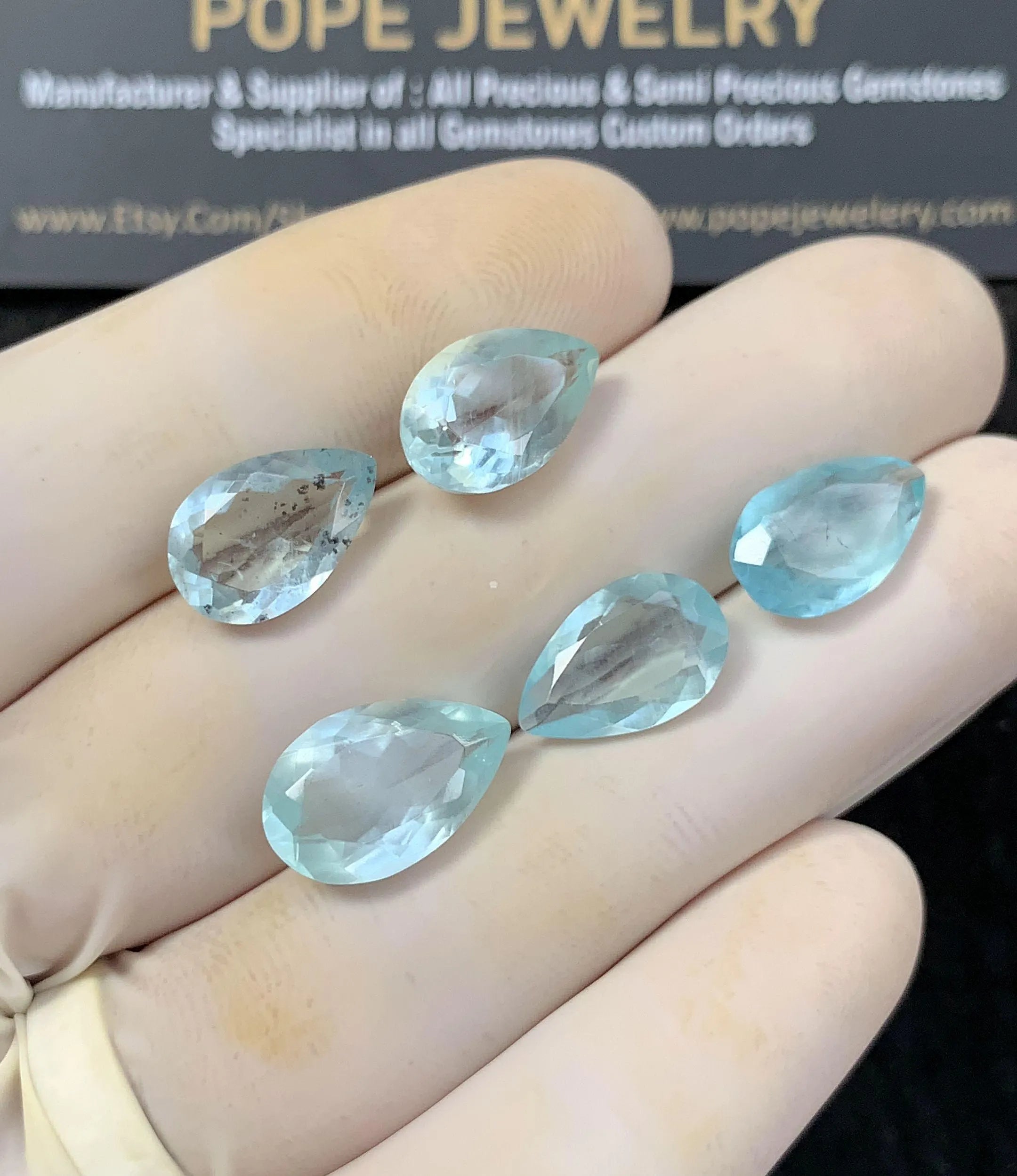 Natural Aquamarine Gemstone Faceted Cut Pear Shape High Quality Loose Gemstone For Jewelry Making Wholesalegems 13-15 MM Size 5 Pcs SM25190