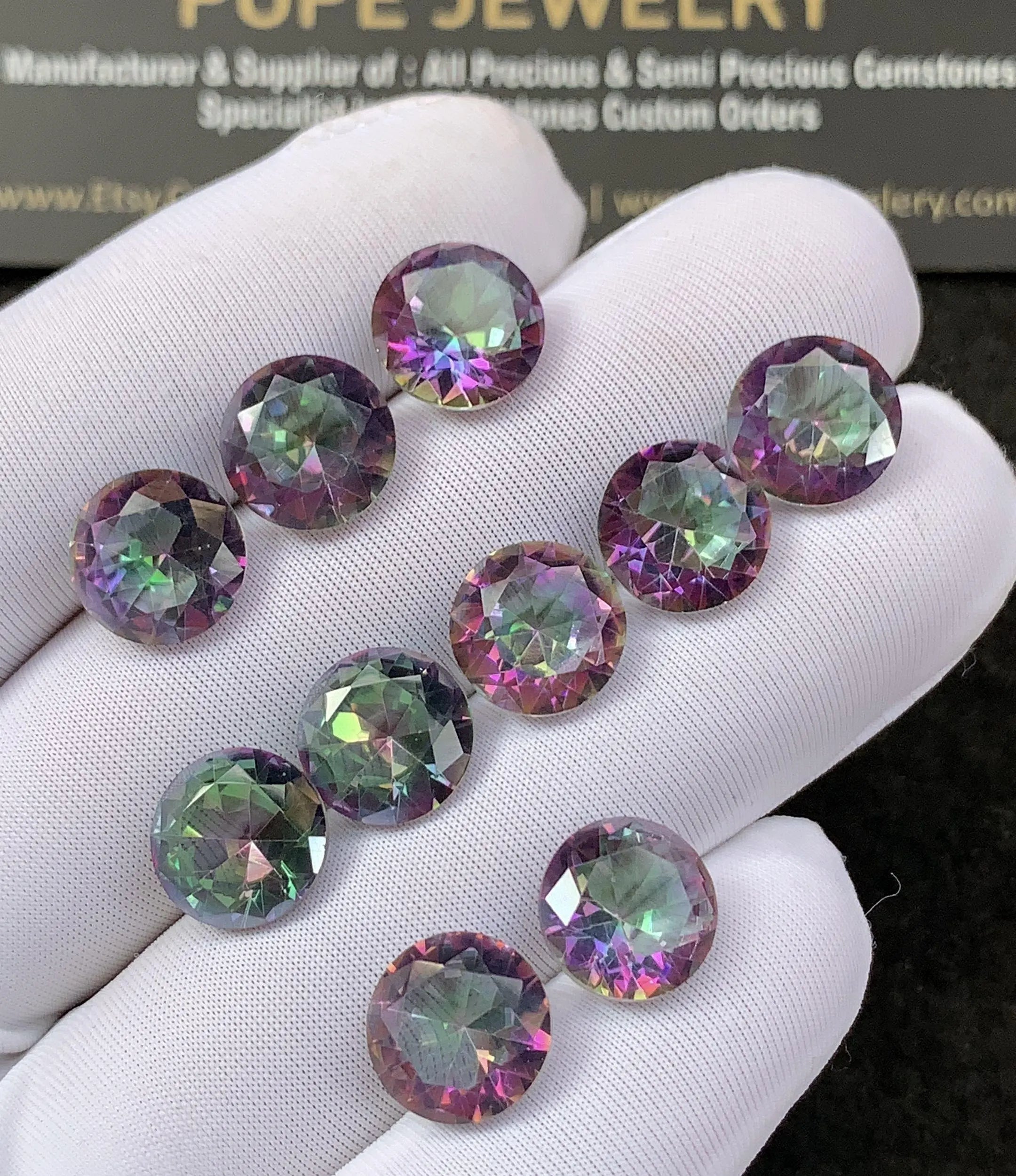 Natural Mystic Topaz Gemstone Faceted Cut Round Shape Loose Gemstone For Jewelry Making Wholesalegems 10 MM Size 10 Pcs SM25222