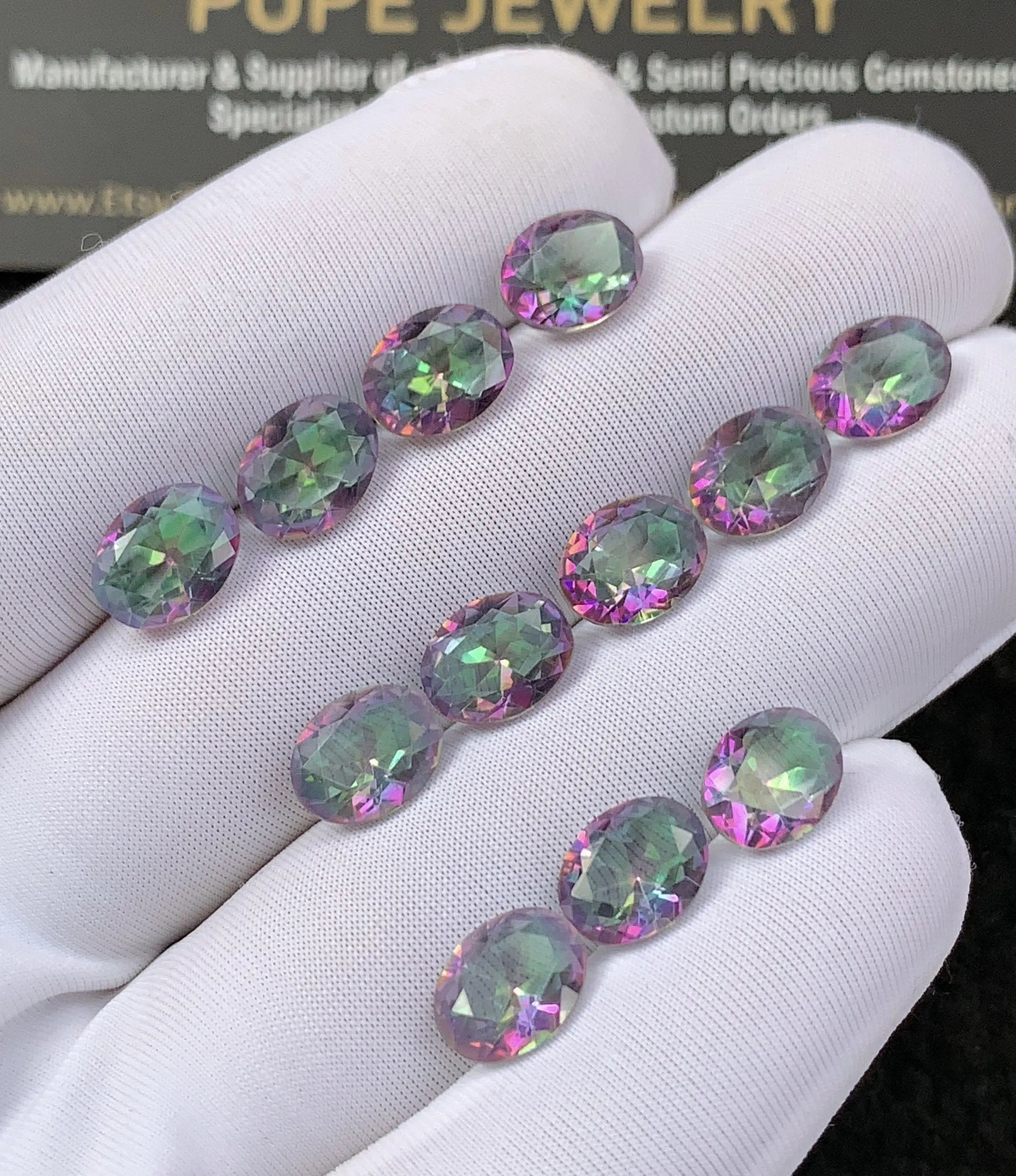 Natural Mystic Topaz Gemstone Faceted Cut Oval Shape Loose Gemstone For Jewelry Making Wholesalegems 9x7 MM Size 12 Pcs SM25225