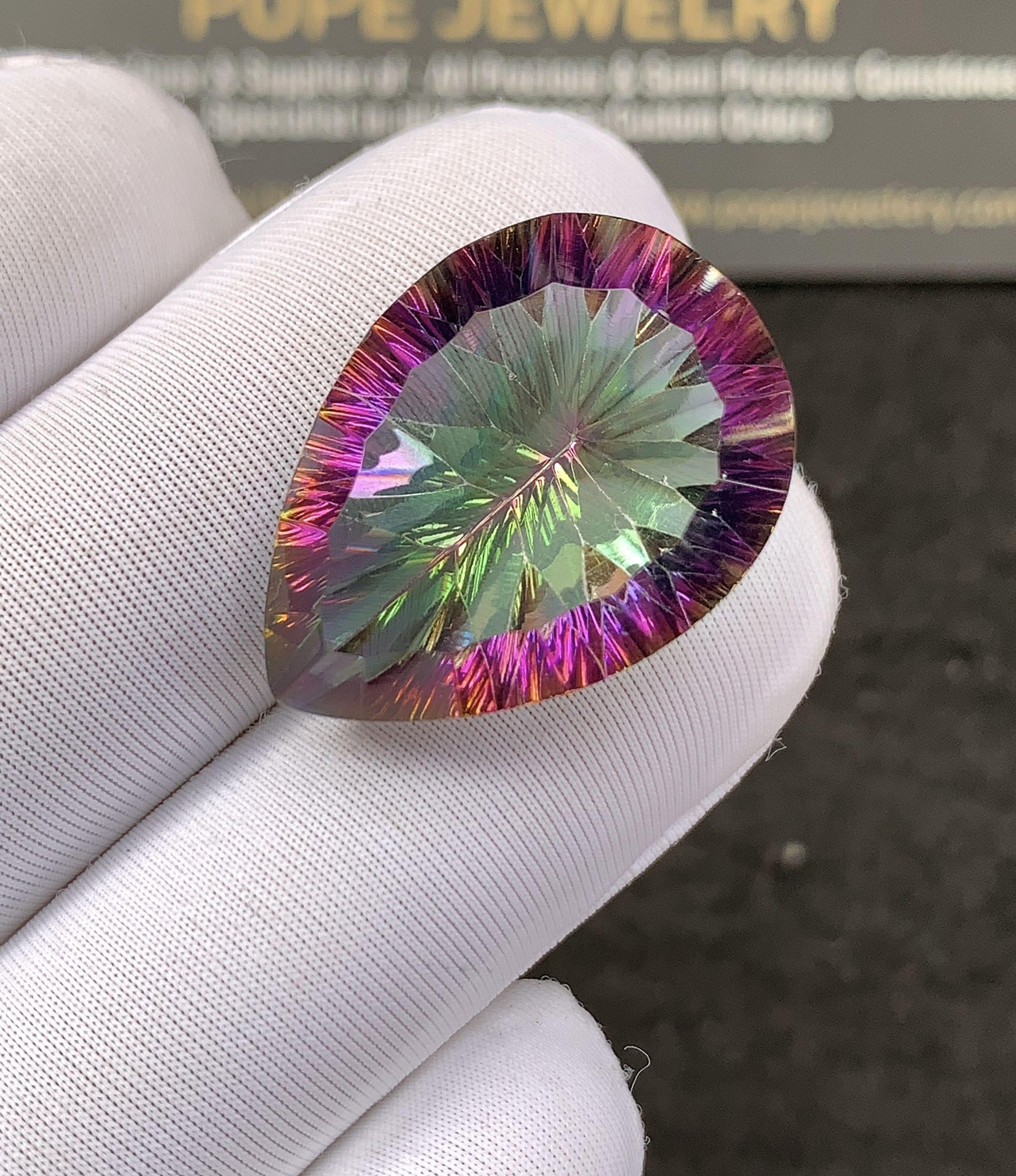 Natural Mystic Topaz Gemstone Faceted Cut Pear Shape Loose Gemstone For Jewelry Making Wholesalegems 25x18x11 MM Size SM25229