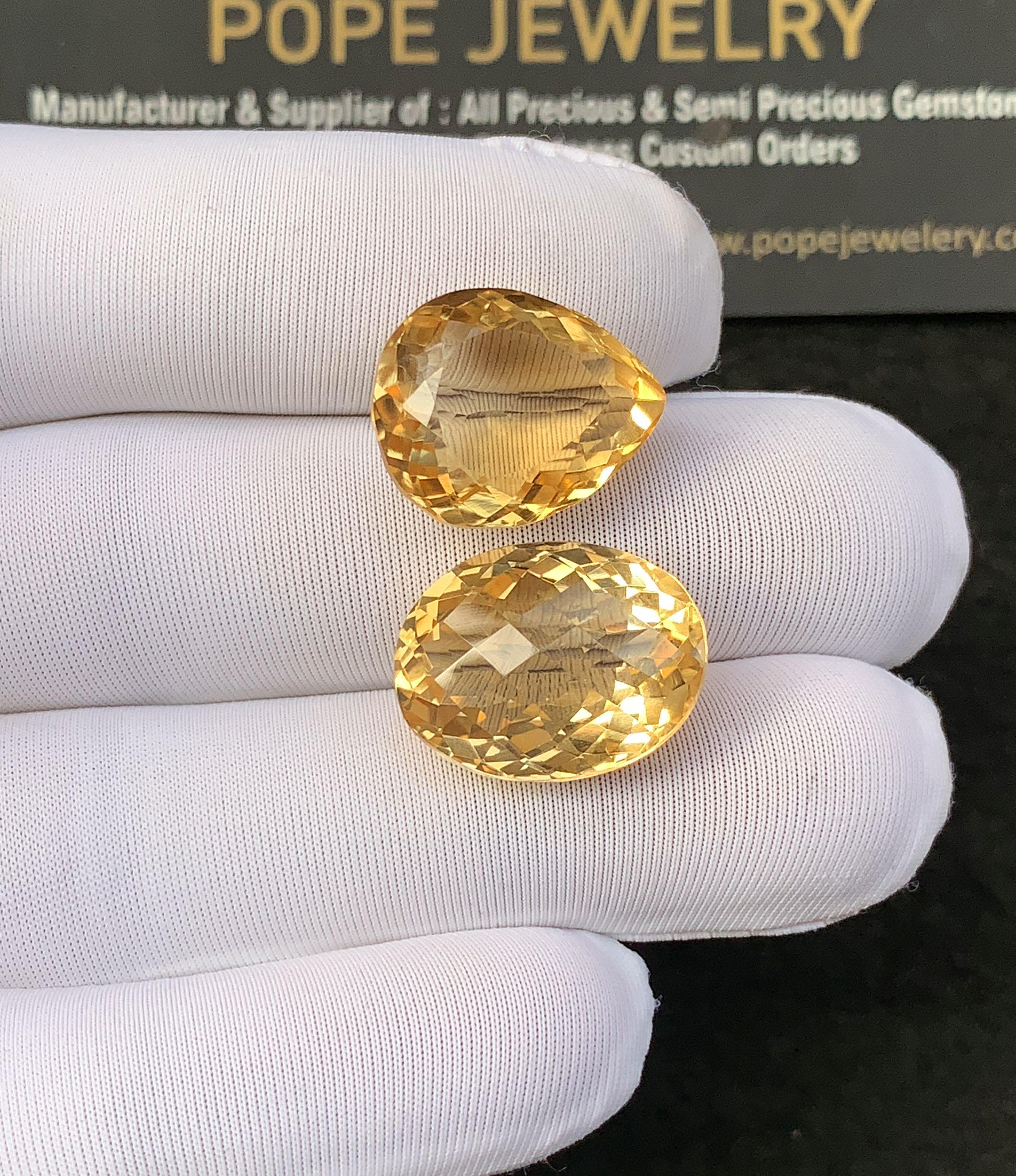 Natural Citrine Gemstone Faceted Cut Mix Shape Cuts High Quality Loose Gemstone For Jewelry Making Wholesalegems 17-18 MM Size 2 Pcs SM24921