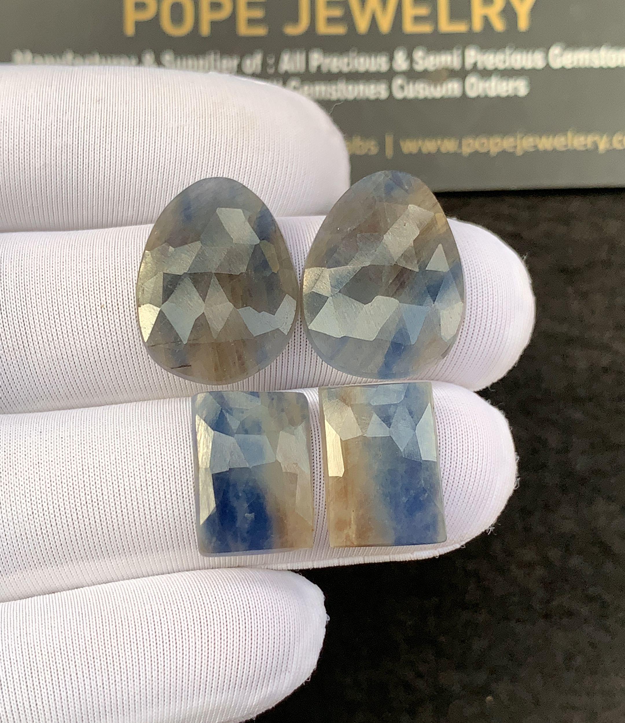 Natural Blue Sapphire Gemstone Rose Cut High Quality Loose Gemstone For Jewelry Making Wholesalegems 14-20 MM Size 2 Pair SM24930