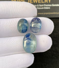 Natural Bicolor Aqua Kyanite Gemstone Smooth Oval Cabochon Loose Gemstone For Jewelry Making Wholesalegems 13-17 MM Size 3 Pcs SM24932