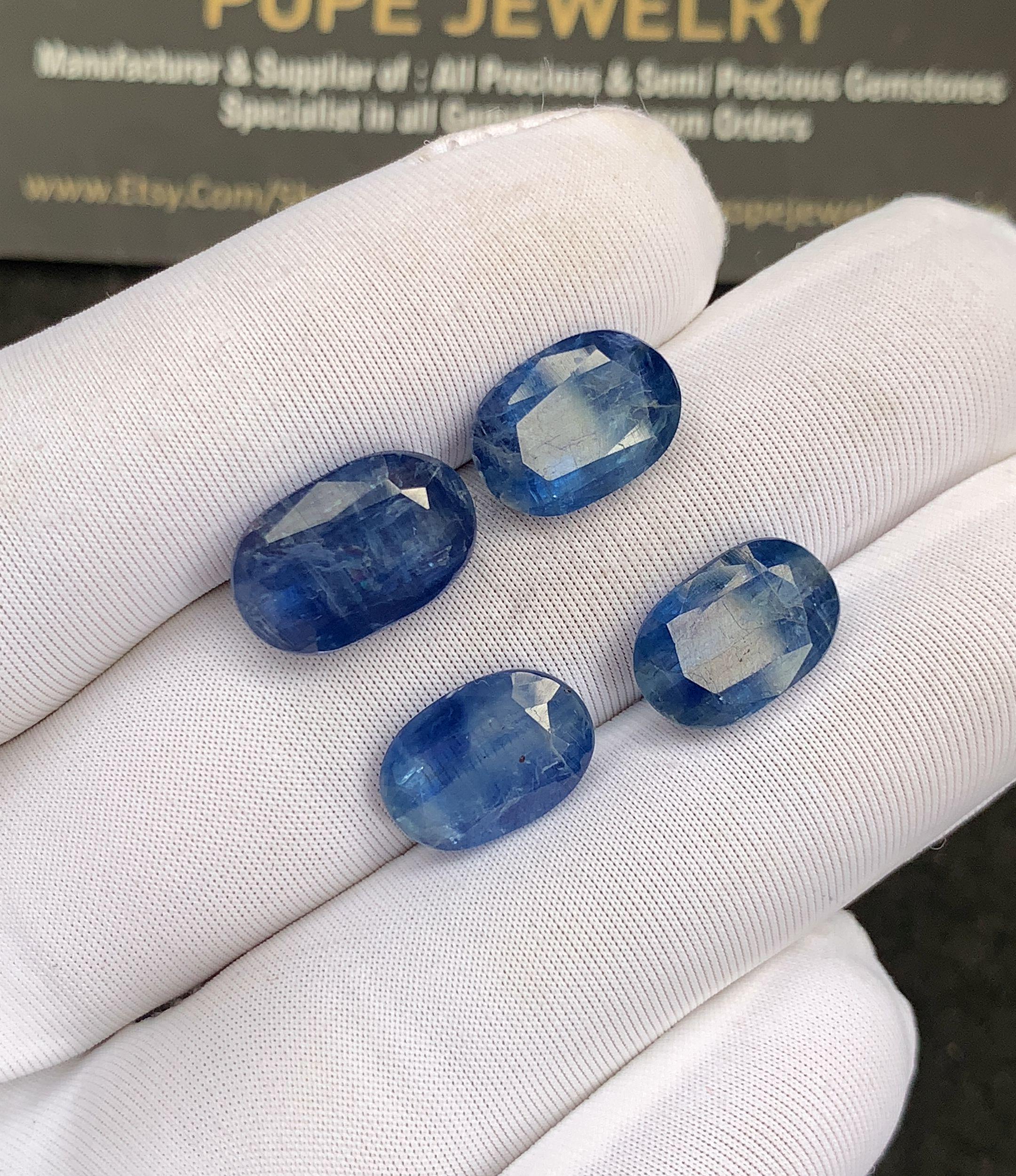 Natural Blue Kyanite Gemstone Faceted Cut Oval High Quality Loose Gemstone For Jewelry Making Wholesalegems 12-14 MM Size 4 Pcs SM25246