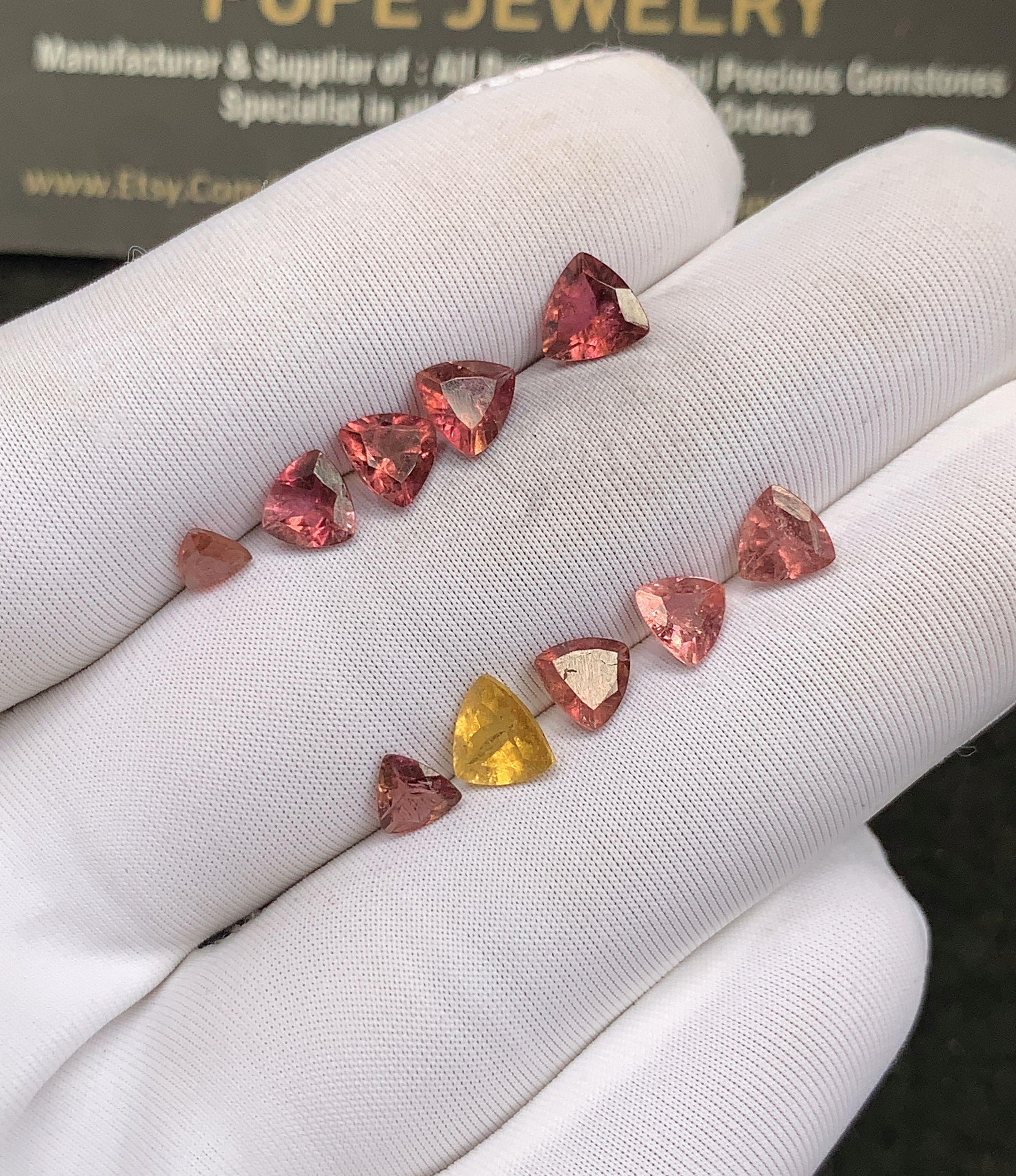 Natural Tourmaline Gemstone Faceted Cut Trillion High Quality Loose Gemstone For Jewelry Making Wholesalegems 4-6 MM Size 10 Pcs SM25251