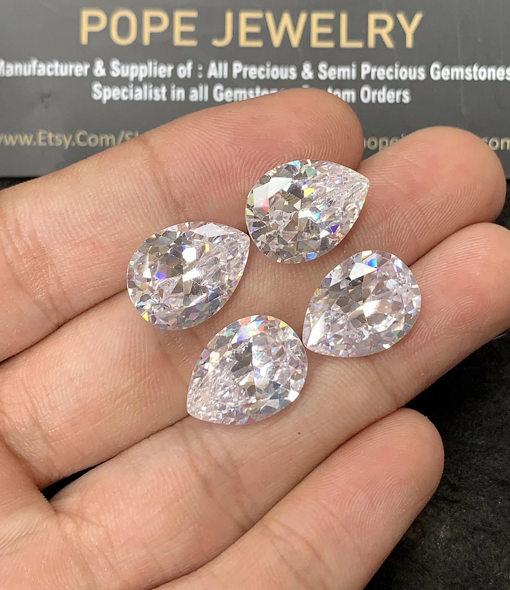 Zircon Gemstone Faceted Cut Pear Shape High Quality Loose Gemstone For Jewelry Making Wholesalegems 16x12 MM Size 4 Pcs SM24946