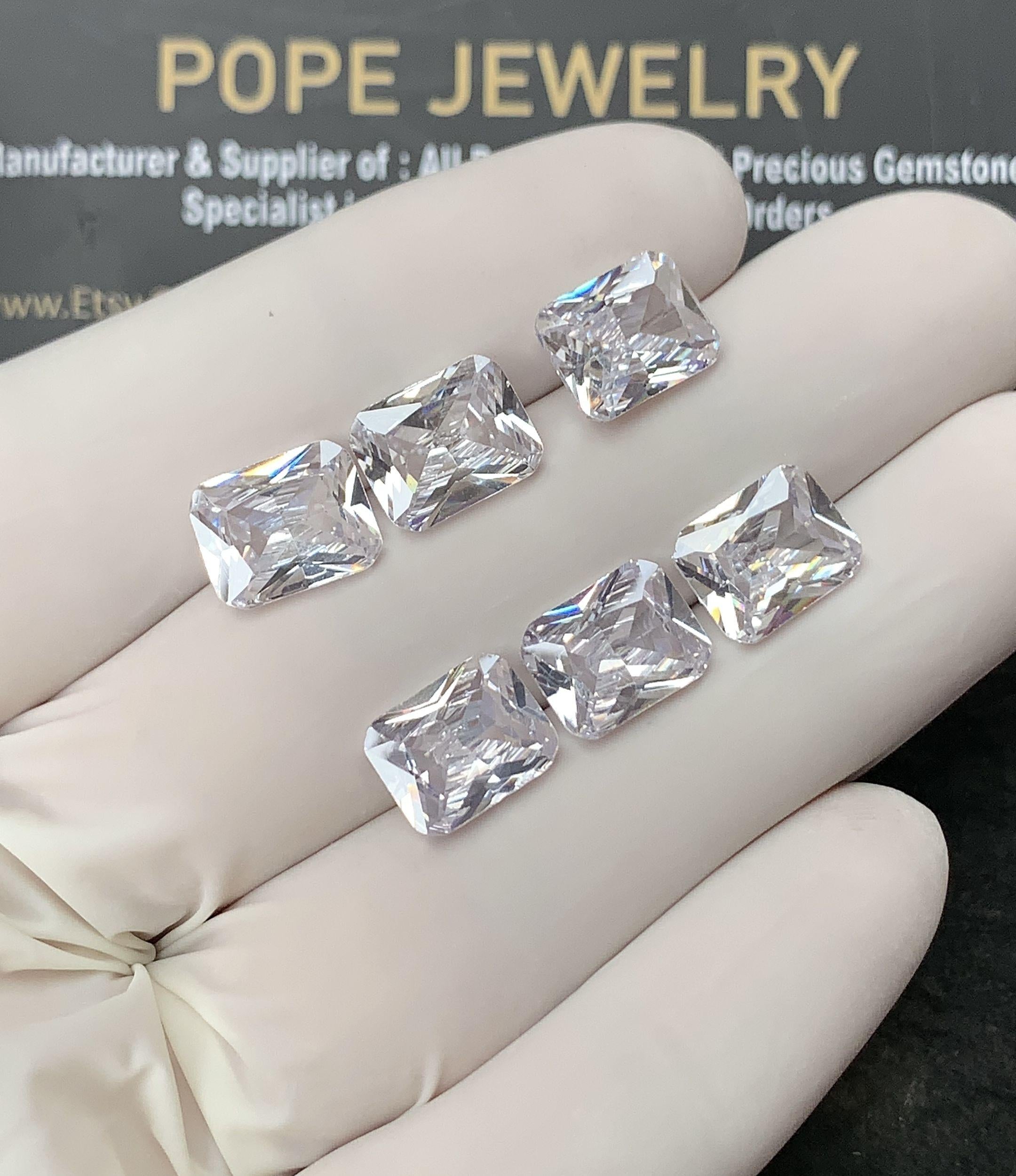 Zircon Gemstone Faceted Cut Rectangle Shape High Quality Loose Gemstone For Jewelry Making Wholesalegems 10x8 MM Size 6 Pcs SM24961