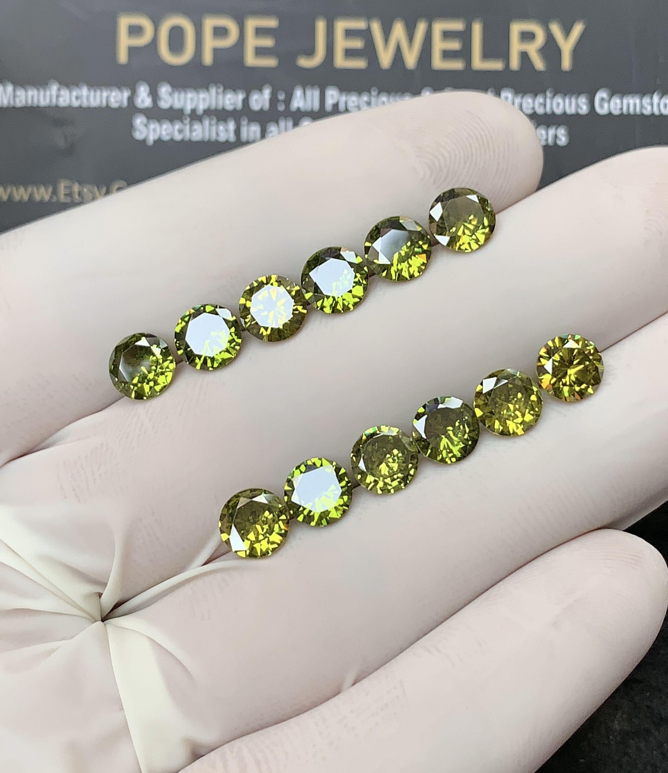 Zircon Gemstone Faceted Cut Round Shape High Quality Loose Gemstone For Jewelry Making Wholesalegems 6 MM Size 12 Pcs SM24974