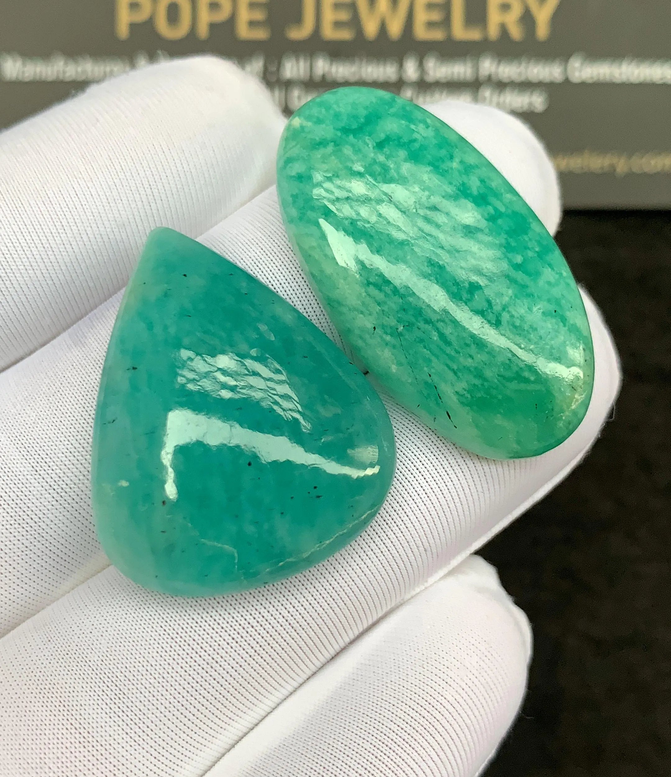 Natural Amazonite Gemstone Smooth Mix Shape Cabochon Loose Gemstone For Jewelry Making Wholesalegems 28-32 MM Size 2 Pcs SM25270