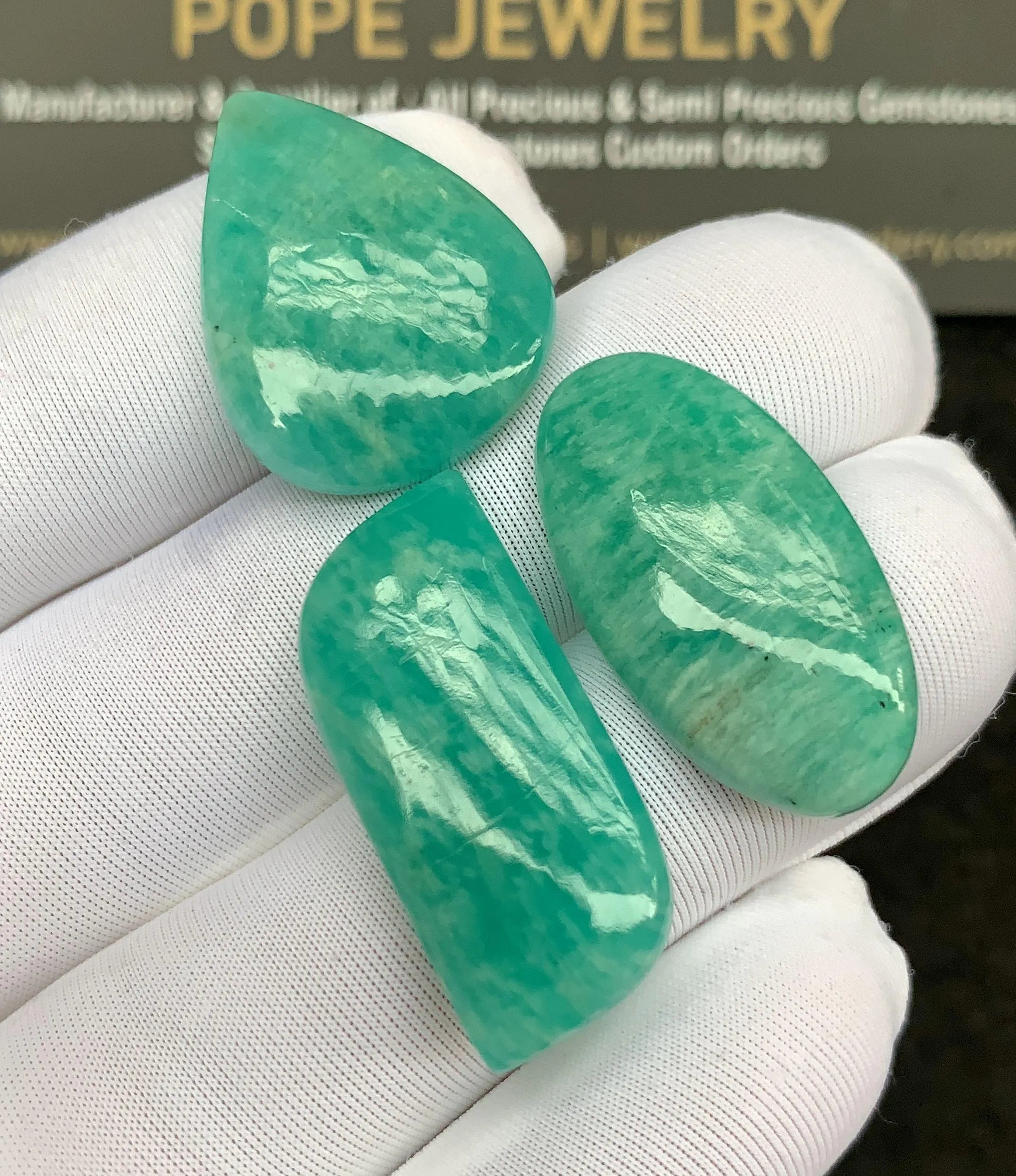 Natural Amazonite Gemstone Smooth Mix Shape Cabochon Loose Gemstone For Jewelry Making Wholesalegems 22-26 MM Size 3 Pcs SM25271