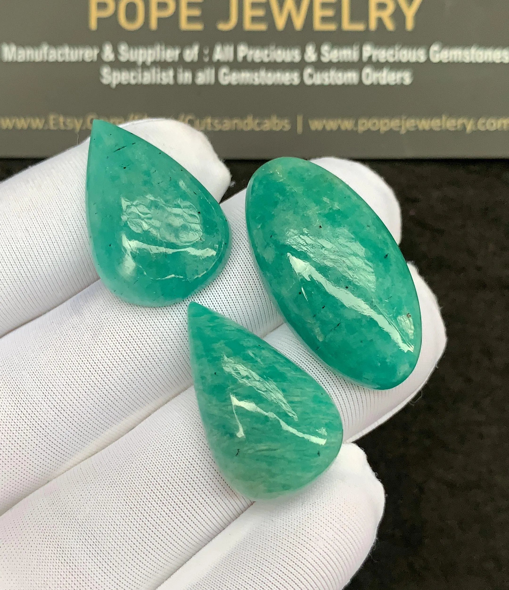 Natural Amazonite Gemstone Smooth Mix Shape Cabochon Loose Gemstone For Jewelry Making Wholesalegems 24-30 MM Size 3 Pcs SM25272