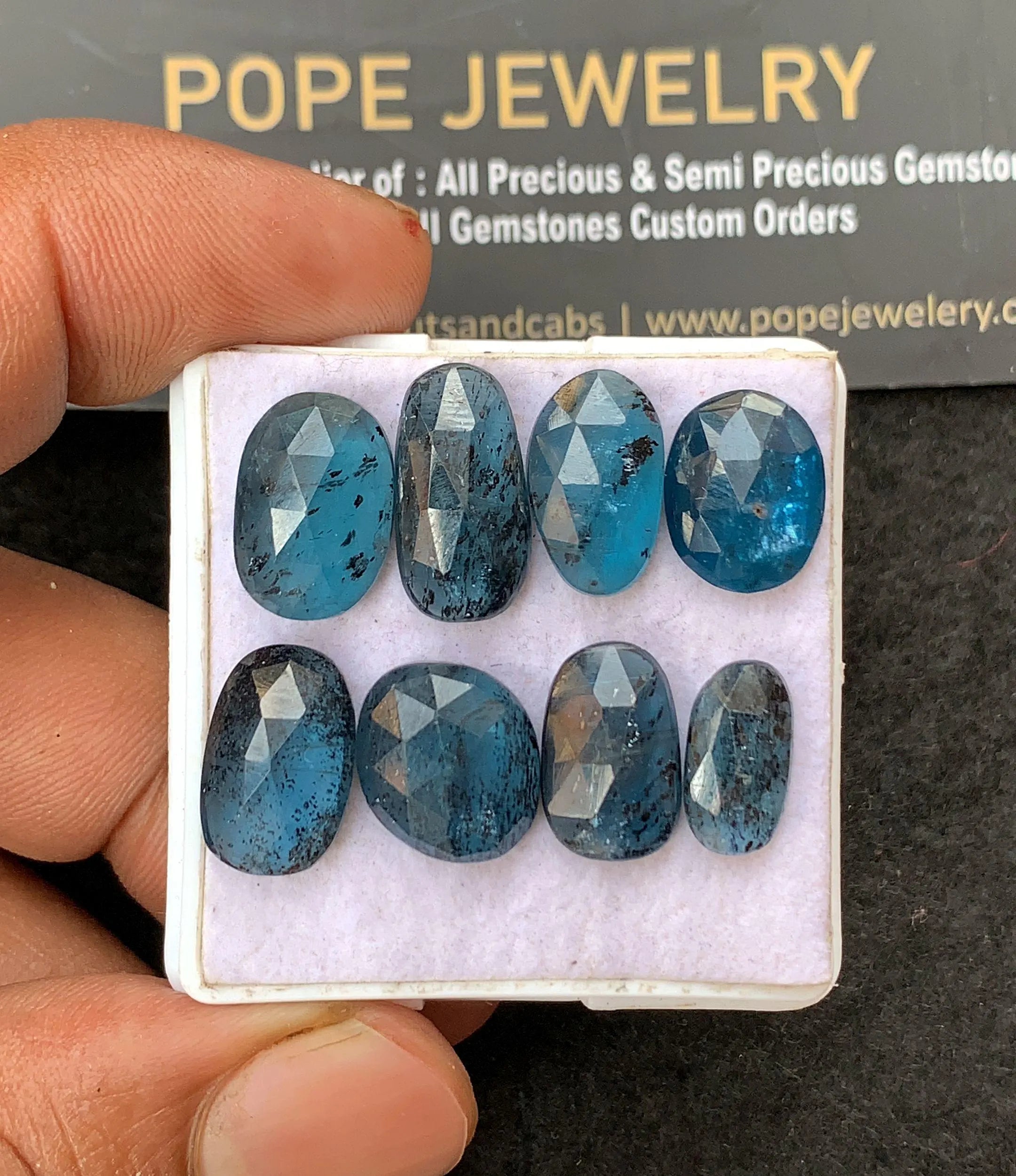 Natural Teal Kyanite Gemstone Rose Cut Fancy Cabochon Loose Gemstone For Jewelry Making Wholesalegems 12-15 MM Size 8 Pcs SM25000