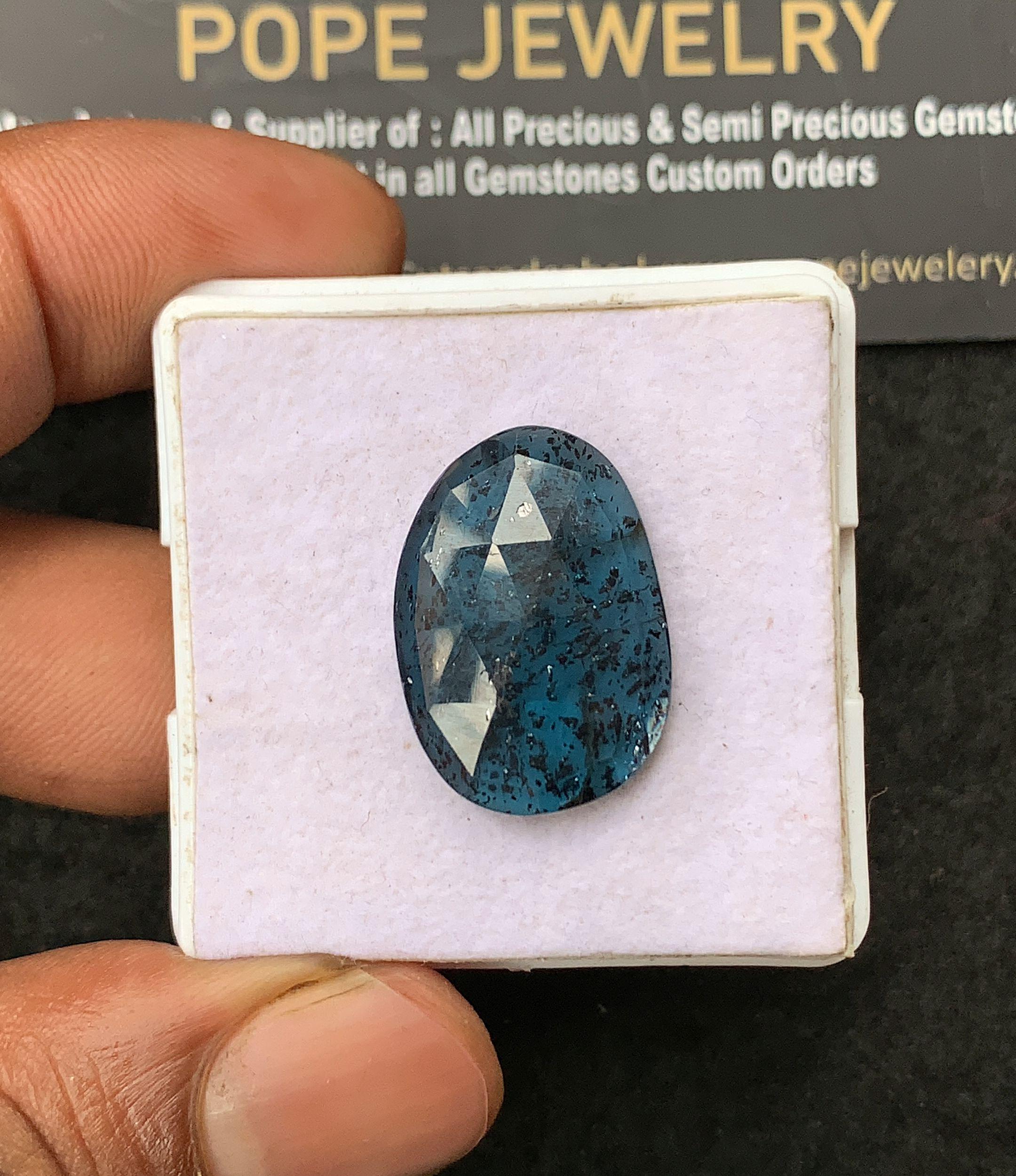 Natural Teal Kyanite Gemstone Rose Cut Fancy Cabochon Loose Gemstone For Jewelry Making Wholesalegems 22x16x5 MM Size SM25003