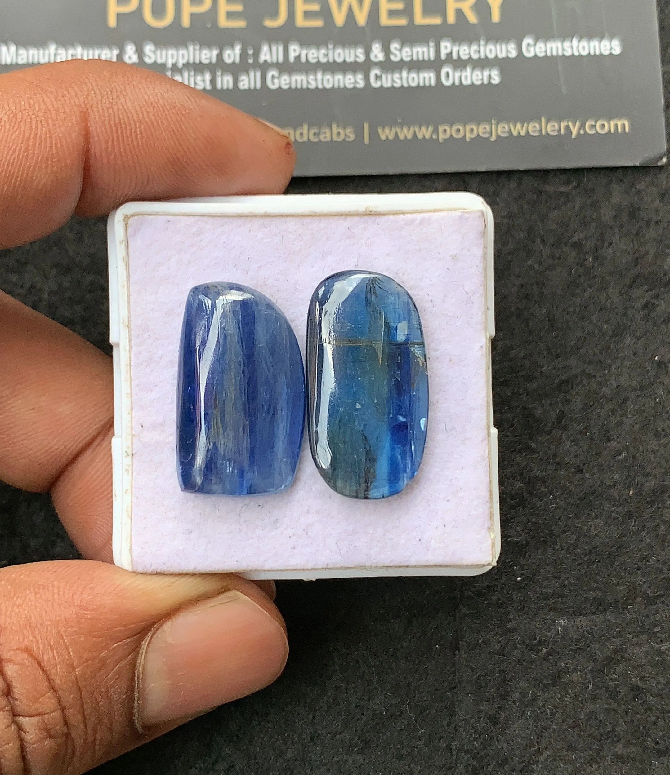 Natural Bicolor Kyanite Gemstone Smooth Fancy Shape Cabochon Loose Gemstone For Jewelry Making Wholesalegems 23-24 MM Size 2 Pcs SM25015