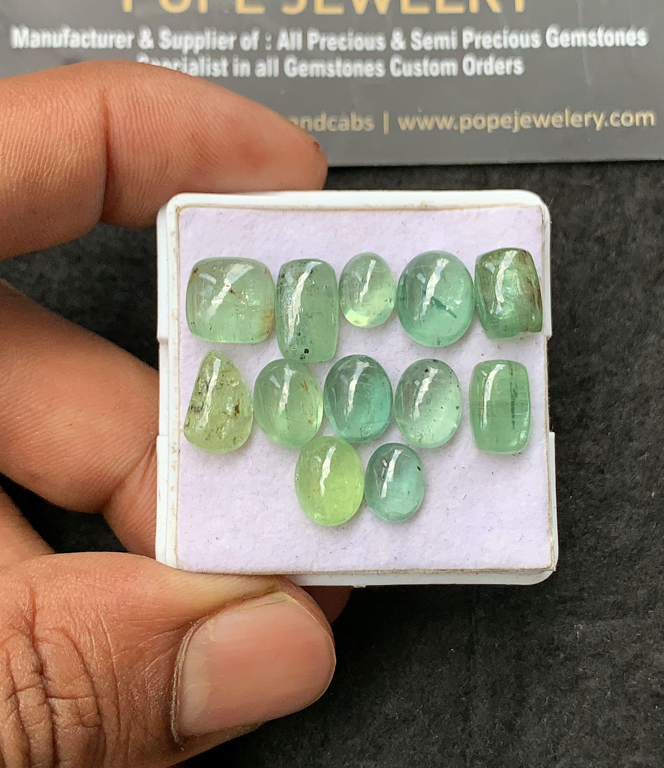 Natural Mint Kyanite Gemstone Smooth Mix Shape Cabochon Loose Gemstone For Jewelry Making Wholesalegems 8-11 MM Size 12 Pcs SM25016