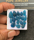 Natural Neon Apatite Gemstone Hand Carved Leaf Shape Cabochon Loose Gemstone For Jewelry Making Wholesalegems 8-14 MM Size 17 Pcs SM25057